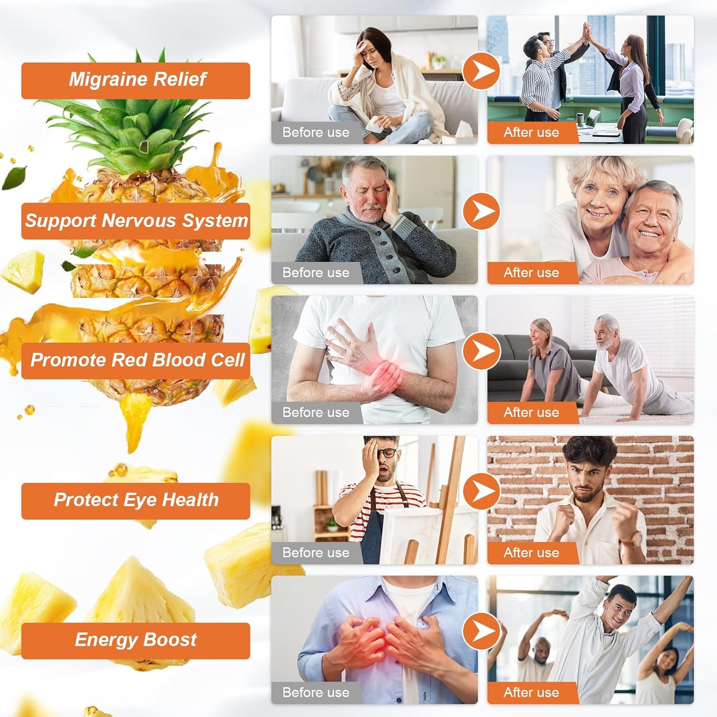 Pineapple Flavored Vitamin B2 400 mg Gummies with Magnesium & CoQ10 - 90 Chewables for Migraine Relief & Nervous System Support