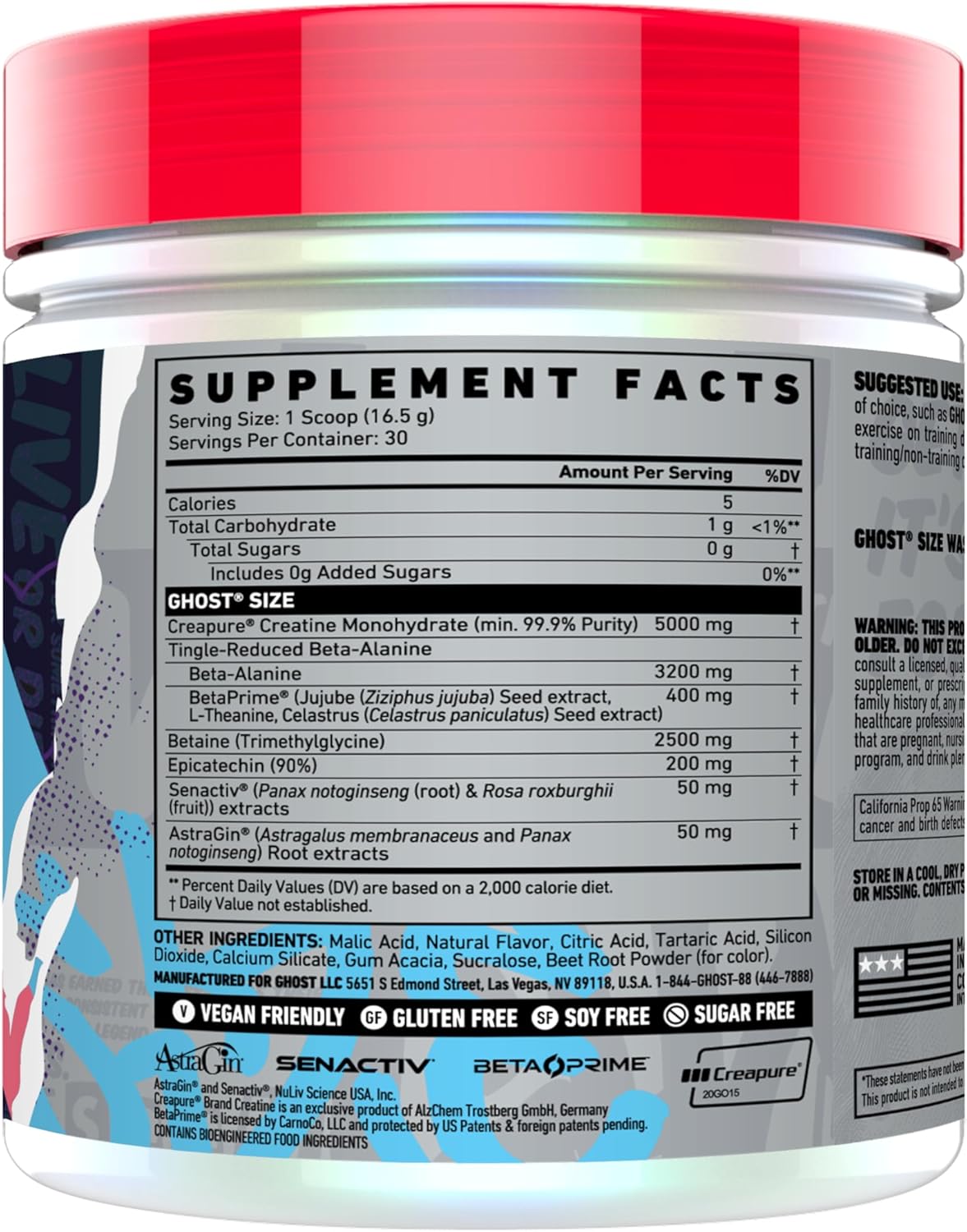 Pink Lemonade GHOST Size Muscle Builder Supplement - 30 Servings, Creatine Monohydrate for Muscle Growth & Strength, Men & Women, Betaine, Beta-Alanine, Sugar & Gluten-Free