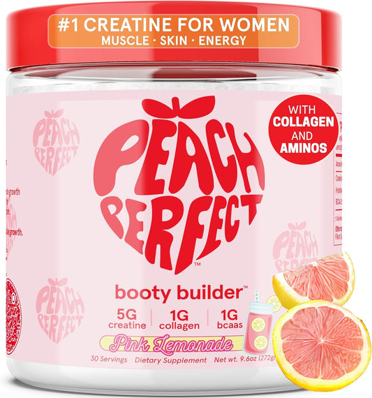 Pink Lemonade Glute Builder: Vegan Creatine Powder with Collagen & BCAAs for Women - 30 Servings