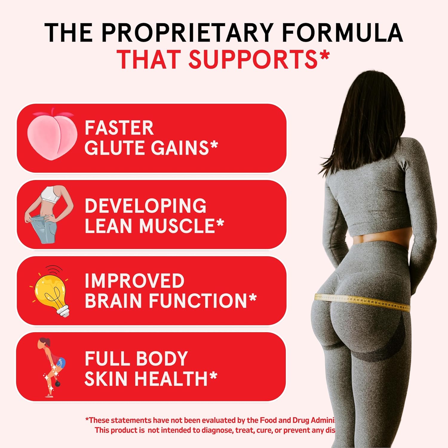 Pink Lemonade Glute Builder: Vegan Creatine Powder with Collagen & BCAAs for Women - 30 Servings