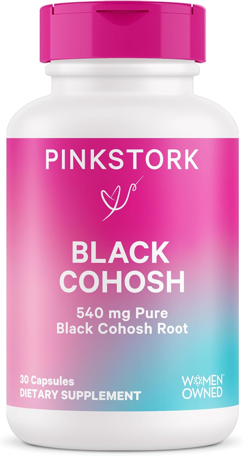 Pink Stork Black Cohosh Capsules - Hormone Balance & Fertility Support - Period, Ovulation, Mood Boost - 30 Capsules, 540 mg
