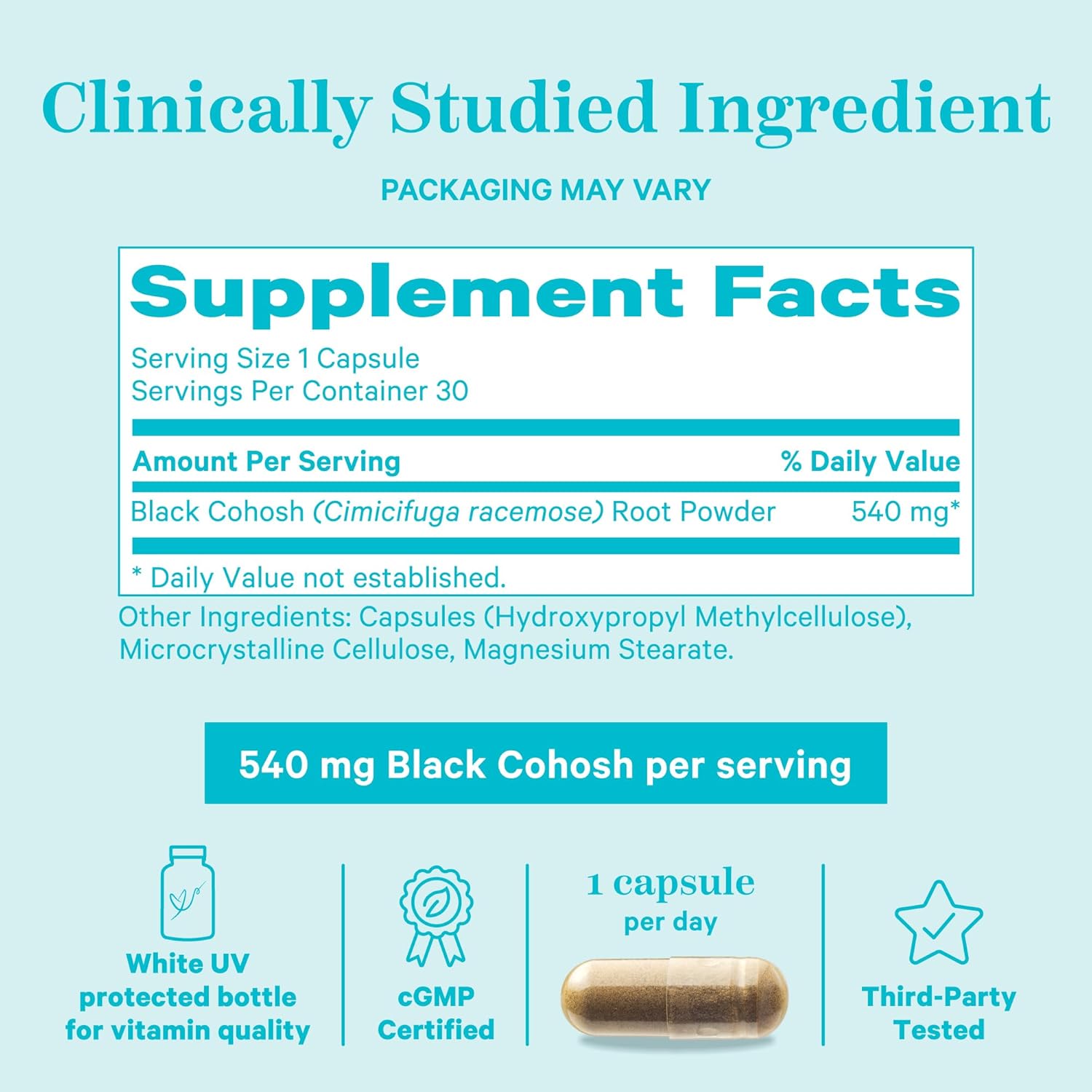 Pink Stork Black Cohosh Capsules - Hormone Balance & Fertility Support - Period, Ovulation, Mood Boost - 30 Capsules, 540 mg