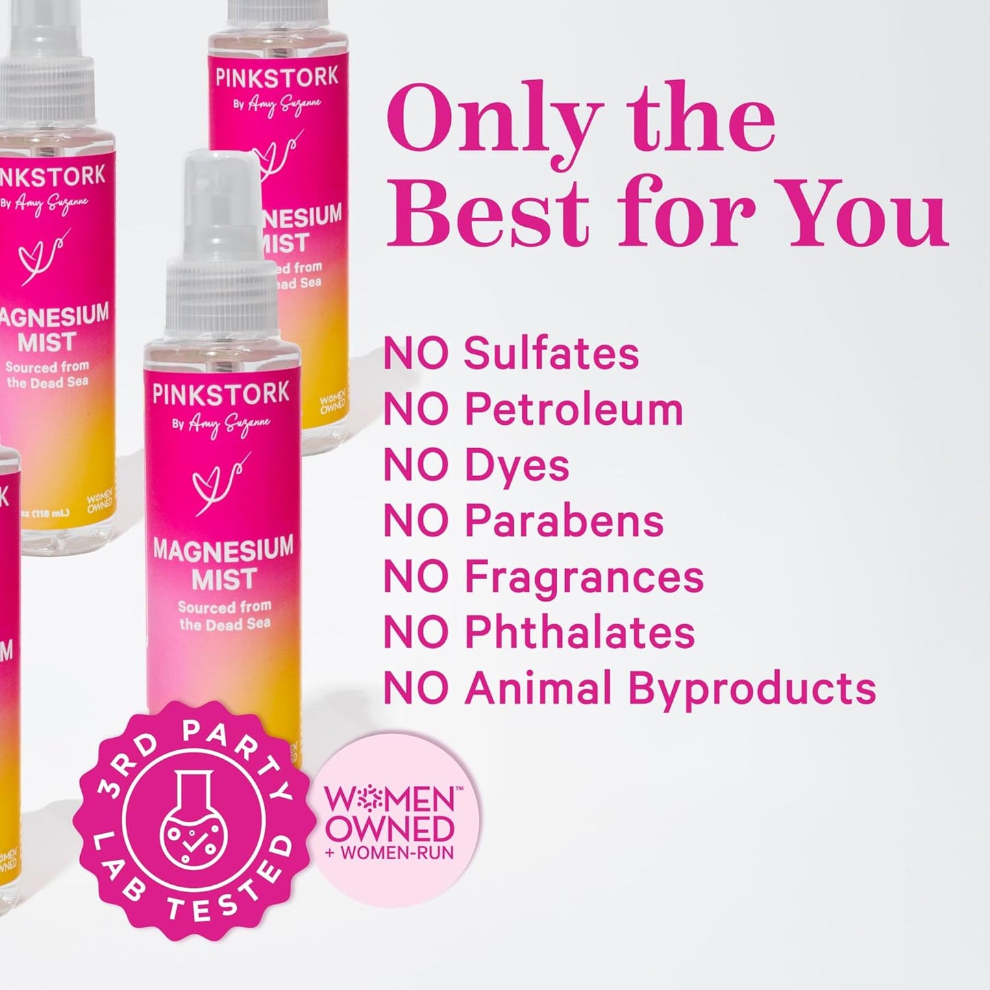 Pink Stork Magnesium Spray Mist - 200mg Pure Magnesium Chloride for Morning Sickness, Stress, & Sleep - Fast-Absorbing 4 oz Unscented Spray