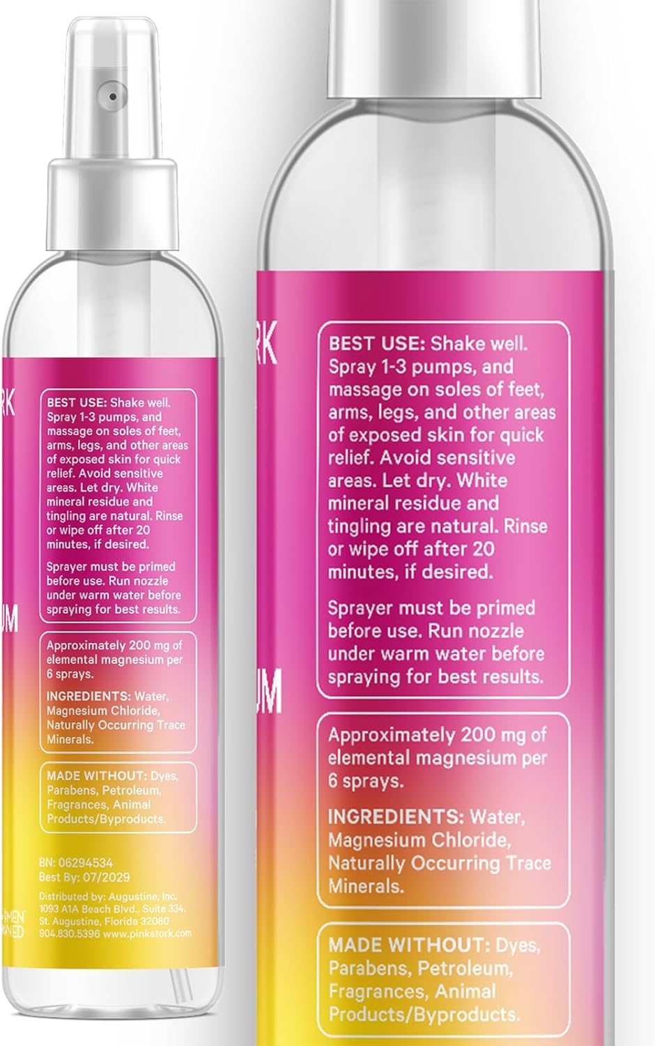 Pink Stork Magnesium Spray Mist - 200mg Pure Magnesium Chloride for Morning Sickness, Stress, & Sleep - Fast-Absorbing 4 oz Unscented Spray