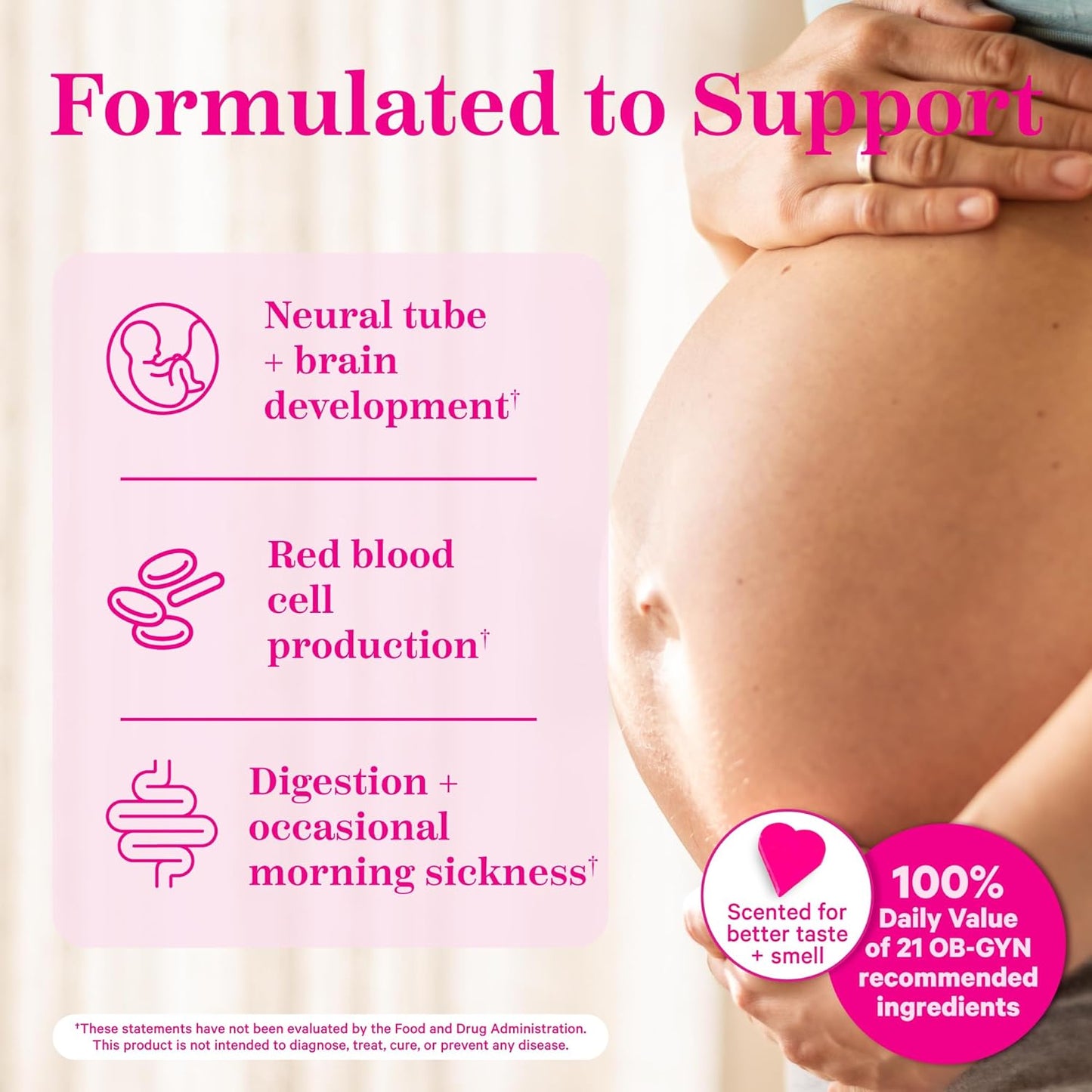 Pink Stork Premium Prenatal Vitamins with Probiotics for Morning Sickness, Digestion, & Energy - Folate, B6, & Iron - 120 Capsules