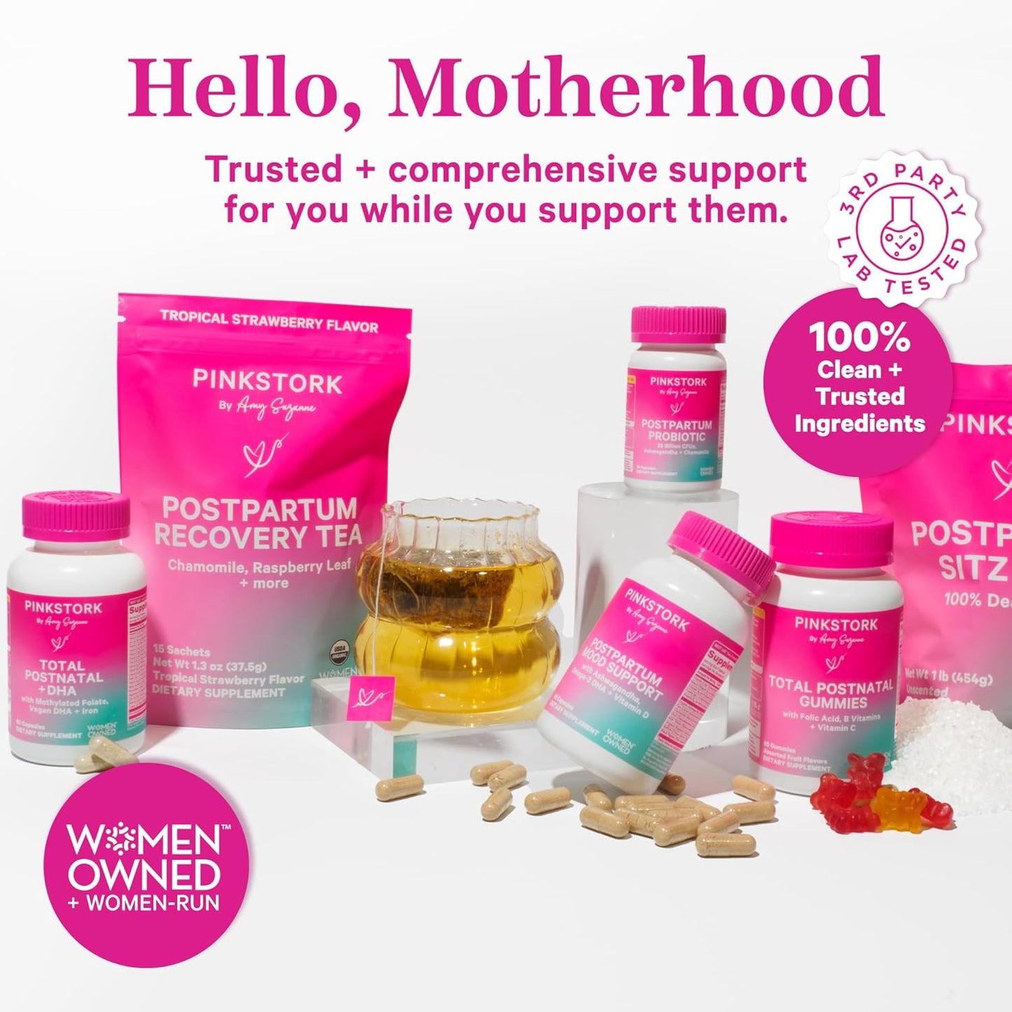 Pink Stork Premium Prenatal Vitamins with Probiotics for Morning Sickness, Digestion, & Energy - Folate, B6, & Iron - 120 Capsules