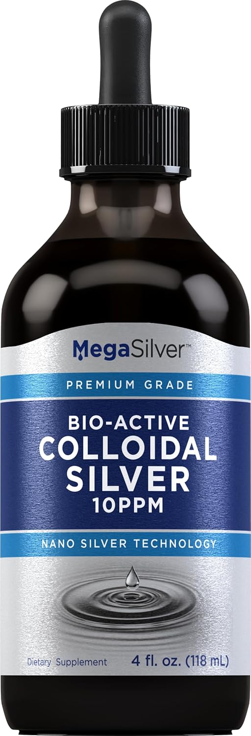 Piping Rock 10 ppm Colloidal Silver Liquid Drops, 4 oz - Bio Active Premium Grade with Nano Silver Technology - Non-GMO & Gluten Free
