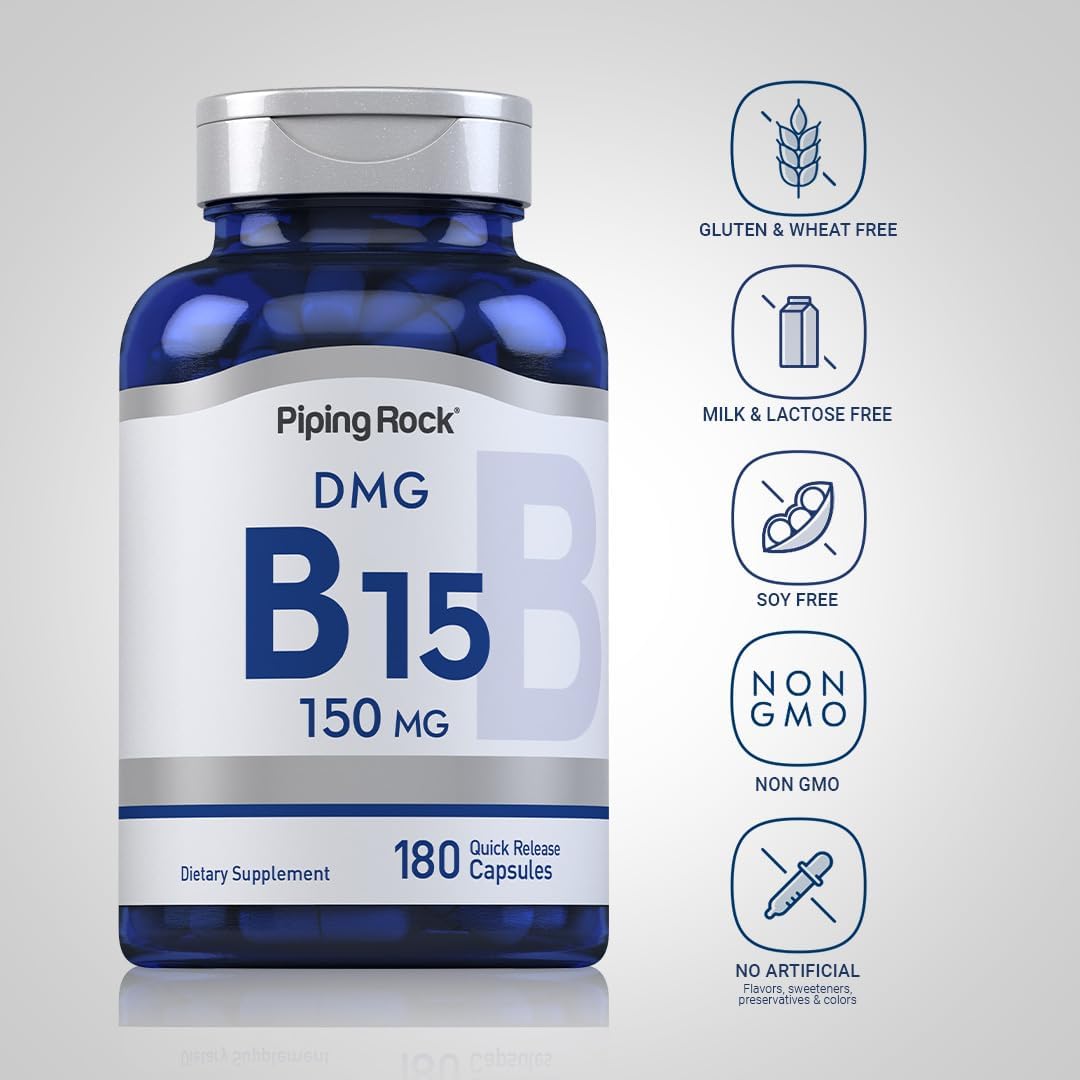 Piping Rock B15 DMG Supplement 150mg 180 Capsules Non-GMO Gluten Free
