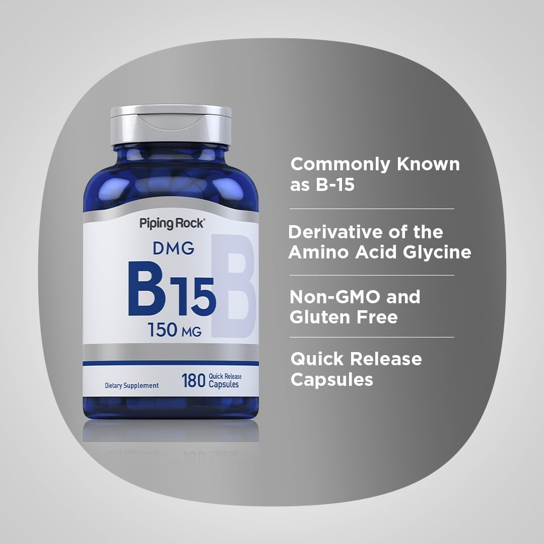 Piping Rock B15 DMG Supplement 150mg 180 Capsules Non-GMO Gluten Free