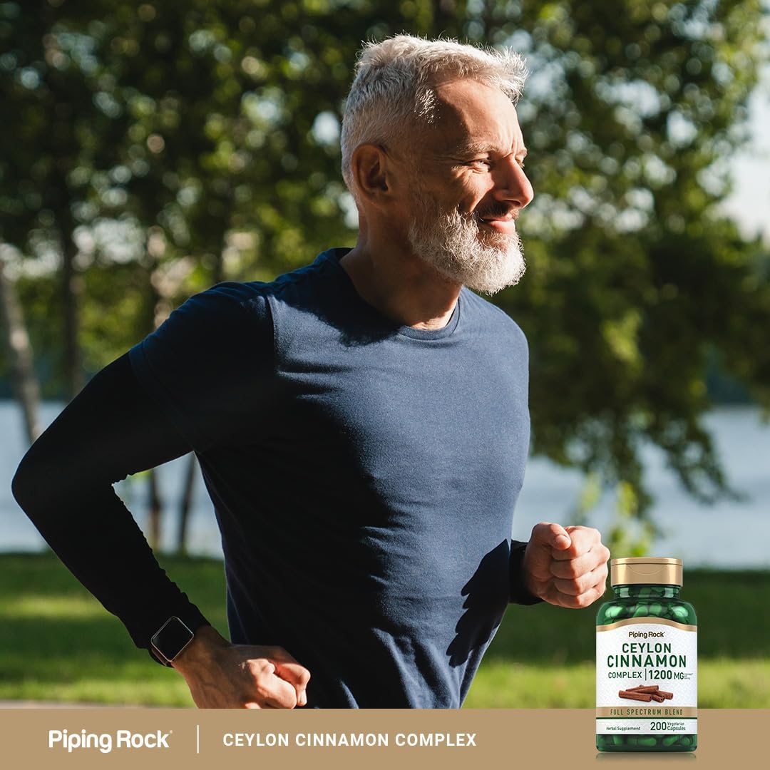 Piping Rock Ceylon Cinnamon Complex Capsules 1200 mg - 200 Count - Herbal Supplement - Vegetarian - Non-GMO - Gluten Free