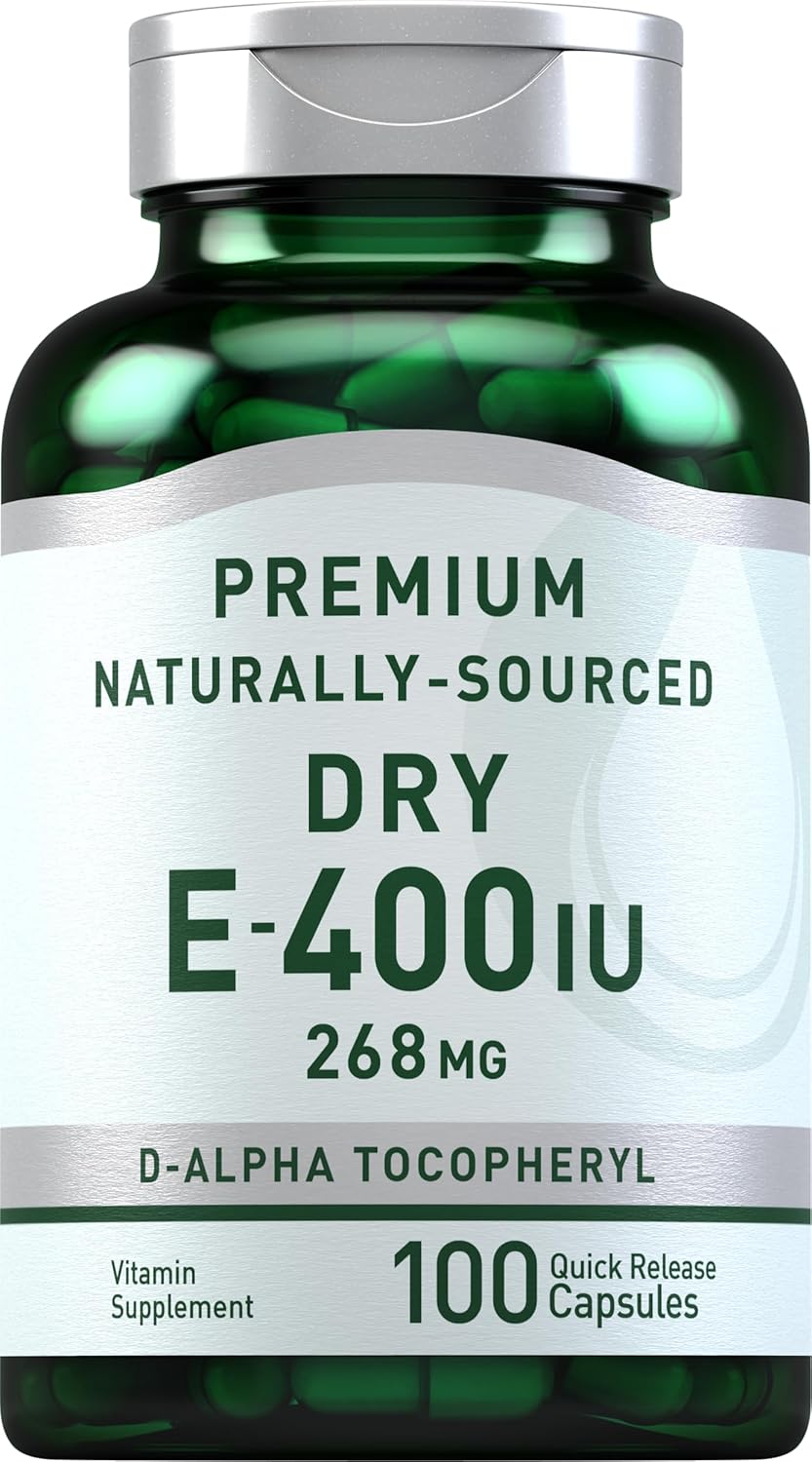 Piping Rock Dry Vitamin E 400 IU Capsules - D-Alpha Tocopheryl Formula, Non-GMO & Gluten Free