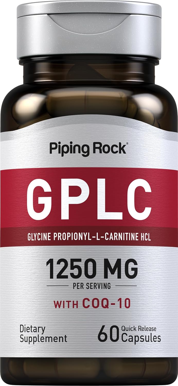 Piping Rock GPLC Glycine Propionyl-L-Carnitine Capsules with CoQ10 - 1250mg, 60 Count - Non-GMO, Gluten Free Supplement
