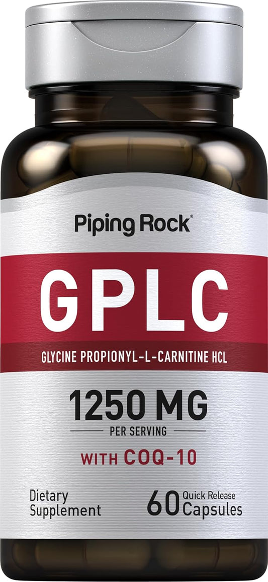 Piping Rock GPLC Glycine Propionyl-L-Carnitine Capsules with CoQ10 - 1250mg, 60 Count - Non-GMO, Gluten Free Supplement