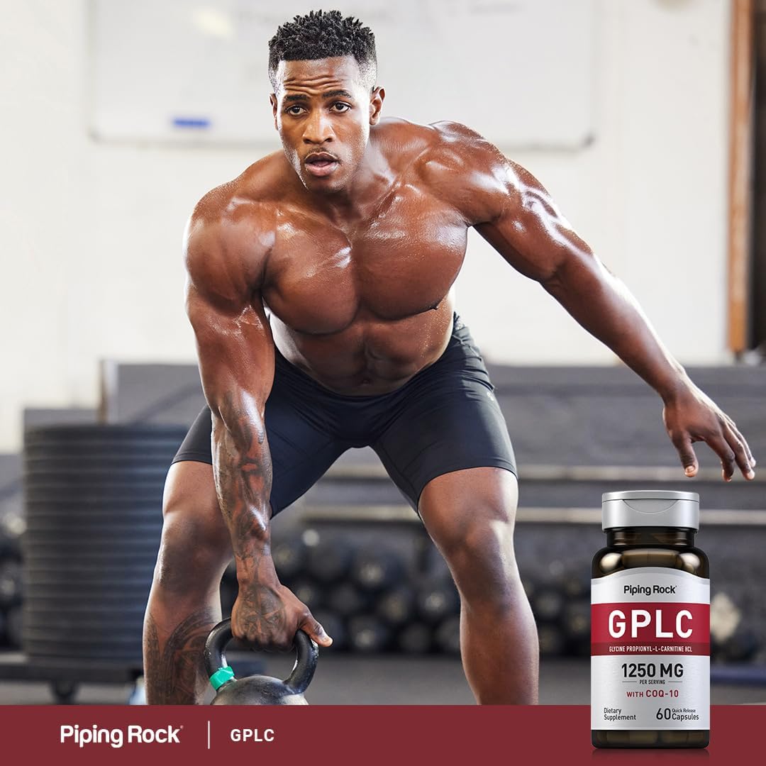 Piping Rock GPLC Glycine Propionyl-L-Carnitine Capsules with CoQ10 - 1250mg, 60 Count - Non-GMO, Gluten Free Supplement