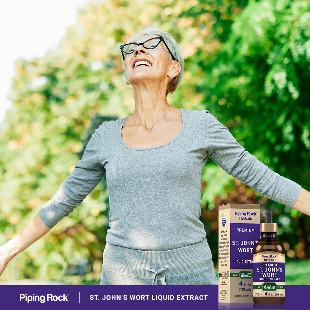 Piping Rock Hypericum Perforatum Tincture Drops | 4 Fl Oz | Premium Liquid Herb Extract | Vegetarian, Alcohol Free | Non-GMO, Gluten Free Supplement