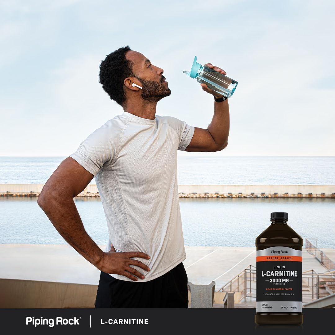 Piping Rock L-Carnitine Liquid Supplement 3000mg Berry Flavor for Advanced Athletes - Non GMO & Gluten Free