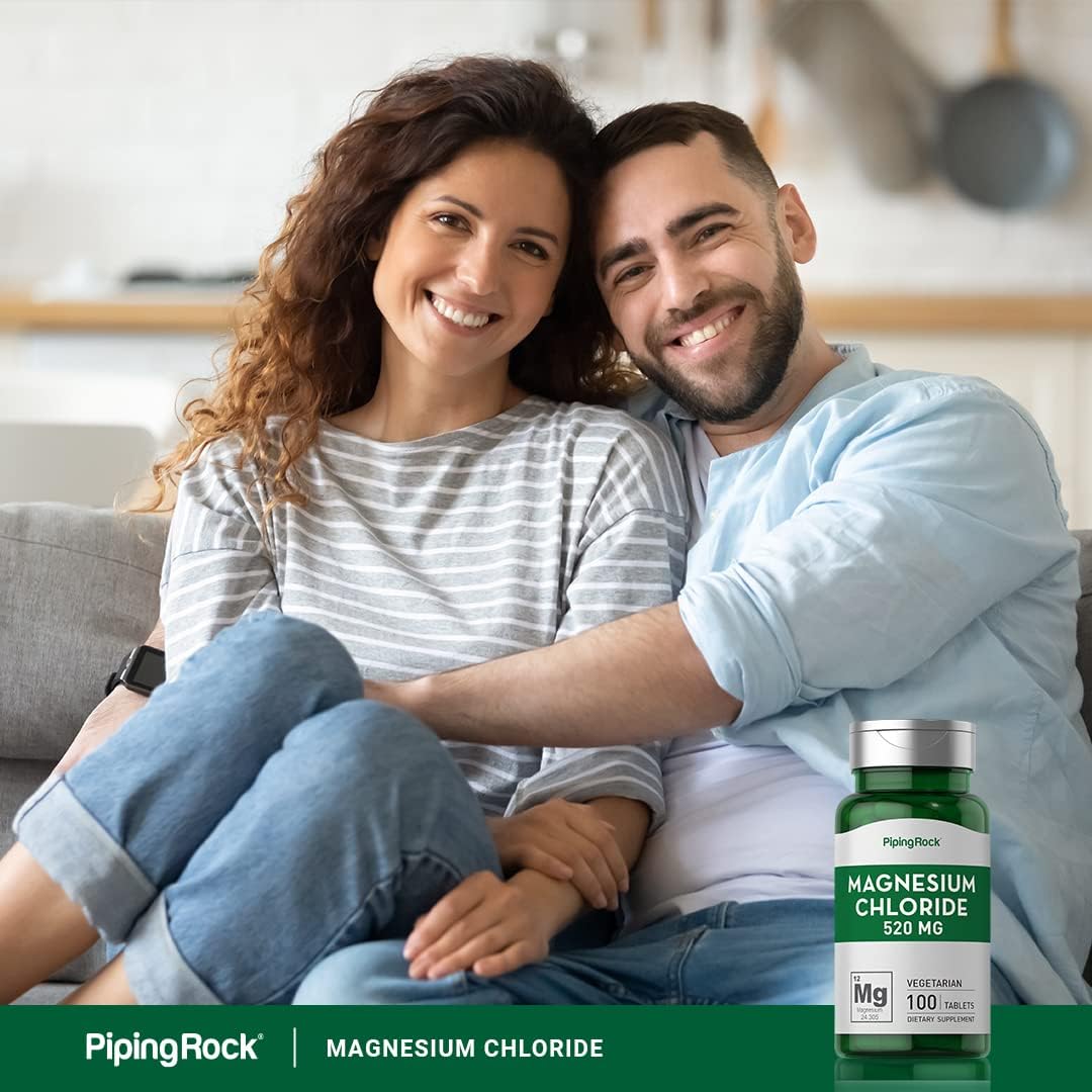 Piping Rock Magnesium Chloride Tablets - 520mg - 100 Count - Vegetarian, Non-GMO, Gluten Free