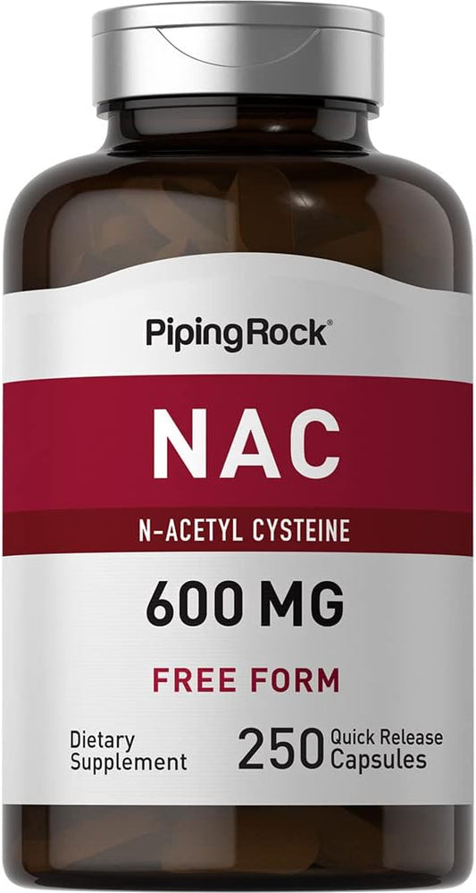Piping Rock N-Acetyl Cysteine 600mg Capsules - 250 Count - Non-GMO & Gluten Free NAC Supplement