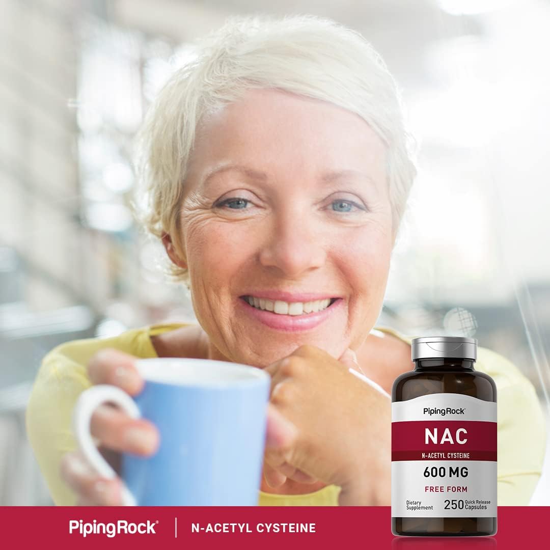 Piping Rock N-Acetyl Cysteine 600mg Capsules - 250 Count - Non-GMO & Gluten Free NAC Supplement