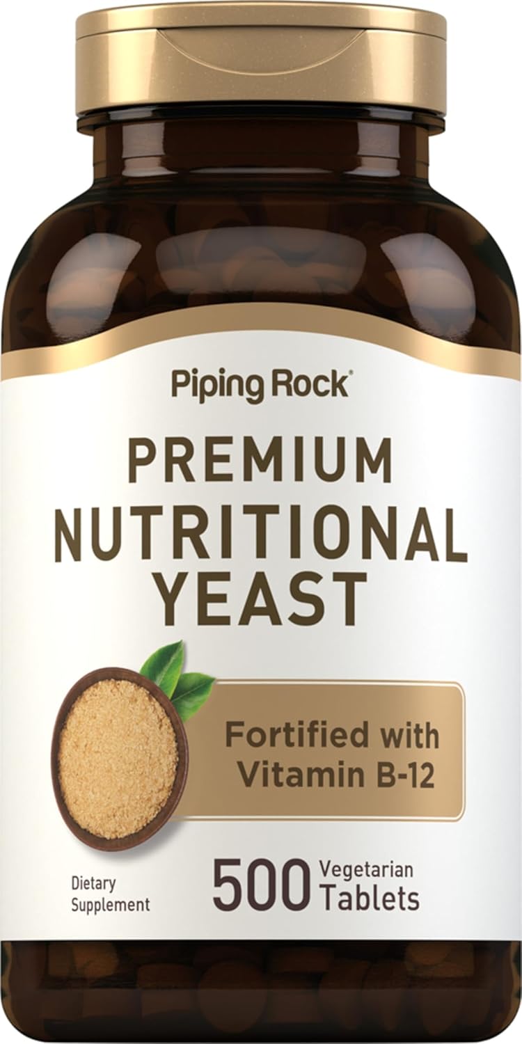 Piping Rock Nutritional Yeast Tablets with Vitamin B12 Complex - 500 Pills, Non-GMO Supplement