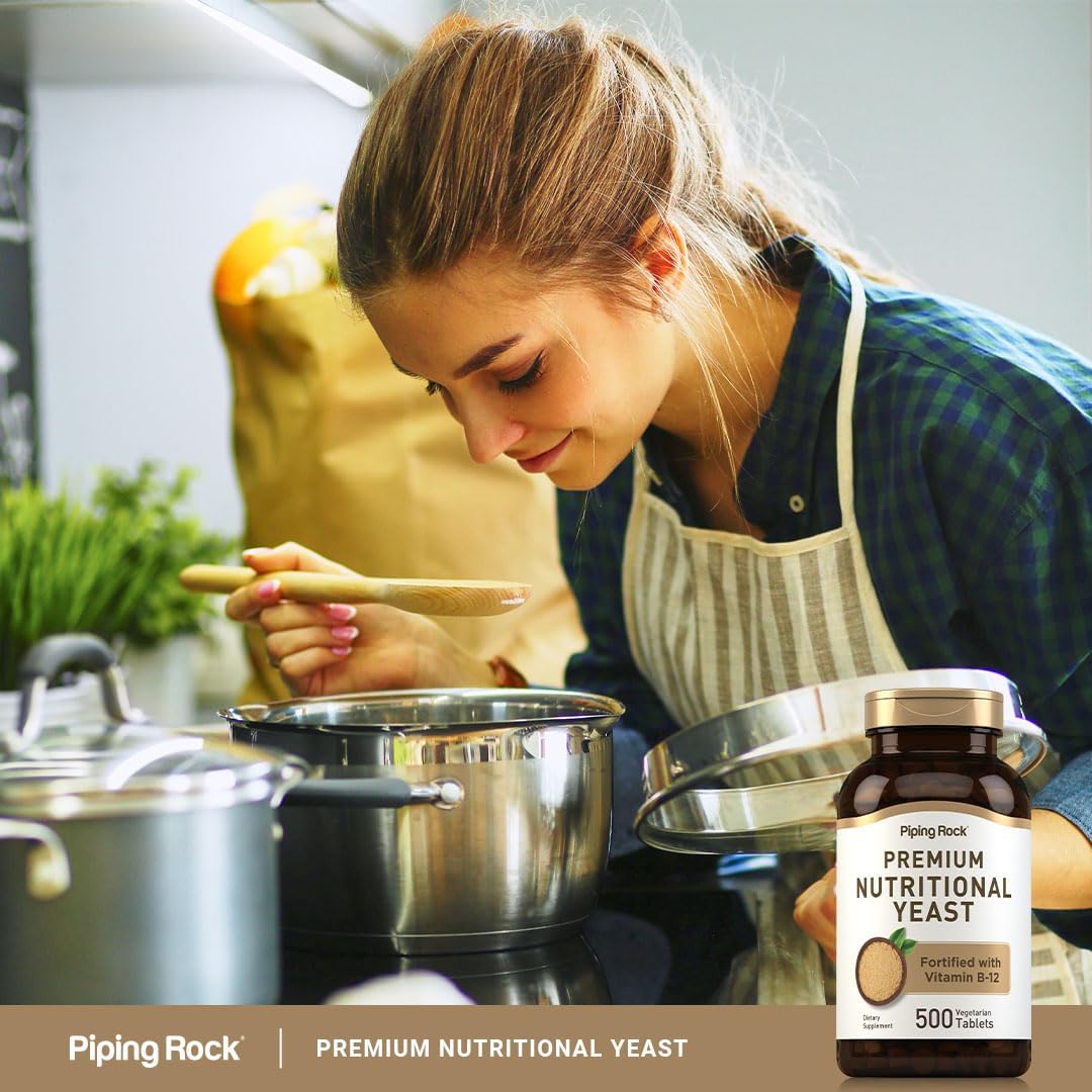 Piping Rock Nutritional Yeast Tablets with Vitamin B12 Complex - 500 Pills, Non-GMO Supplement