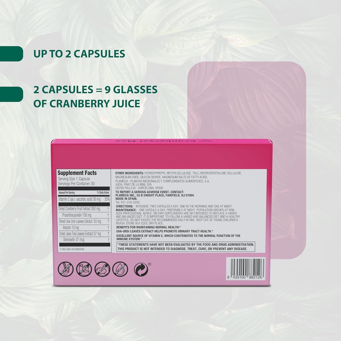 Plameca Cranbycyst Max: Urinary Tract Health Support with Cranberry Fruit Extract and Vitamin C - 30 Capsules