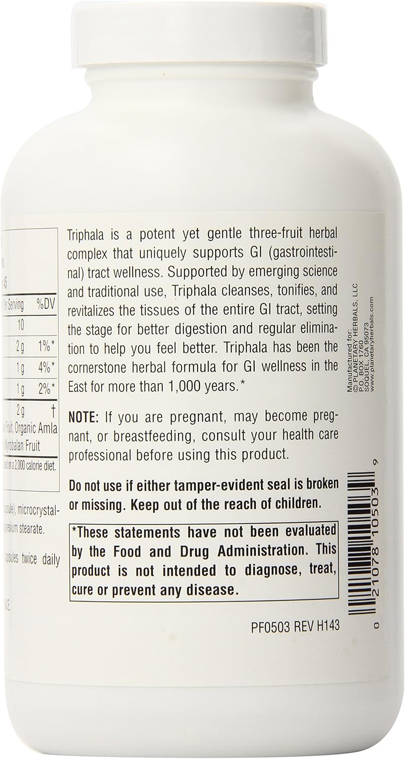 Planetary Formulas Triphala 500 mg Capsules - 360 Capsules (2 Pack) by Planetary Herbals