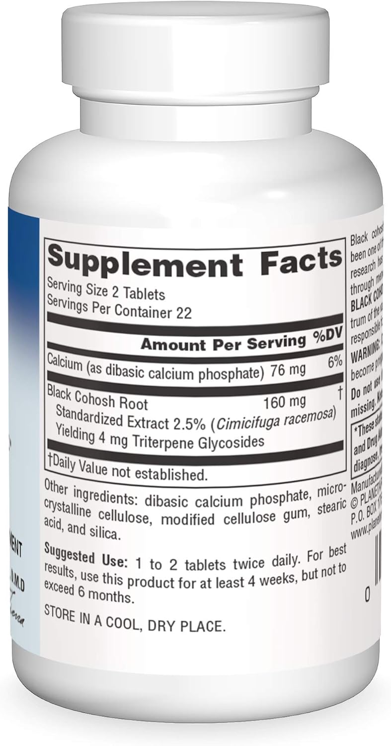 Planetary Herbals Black Cohosh Extract Tablets - Standardized, 45 Count