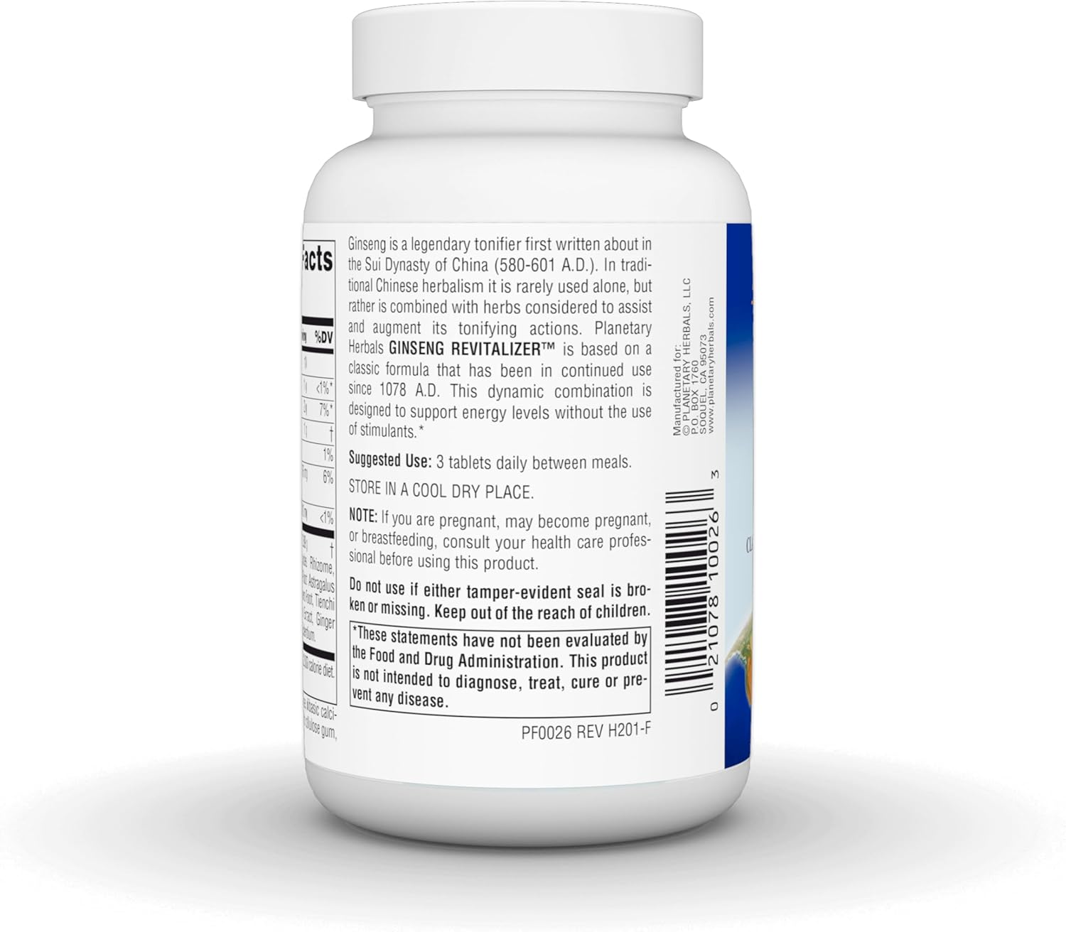 Planetary Herbals Ginseng Revitalizer Tablets - Classic Chinese Energizing Compound, 964 mg - 90 Count