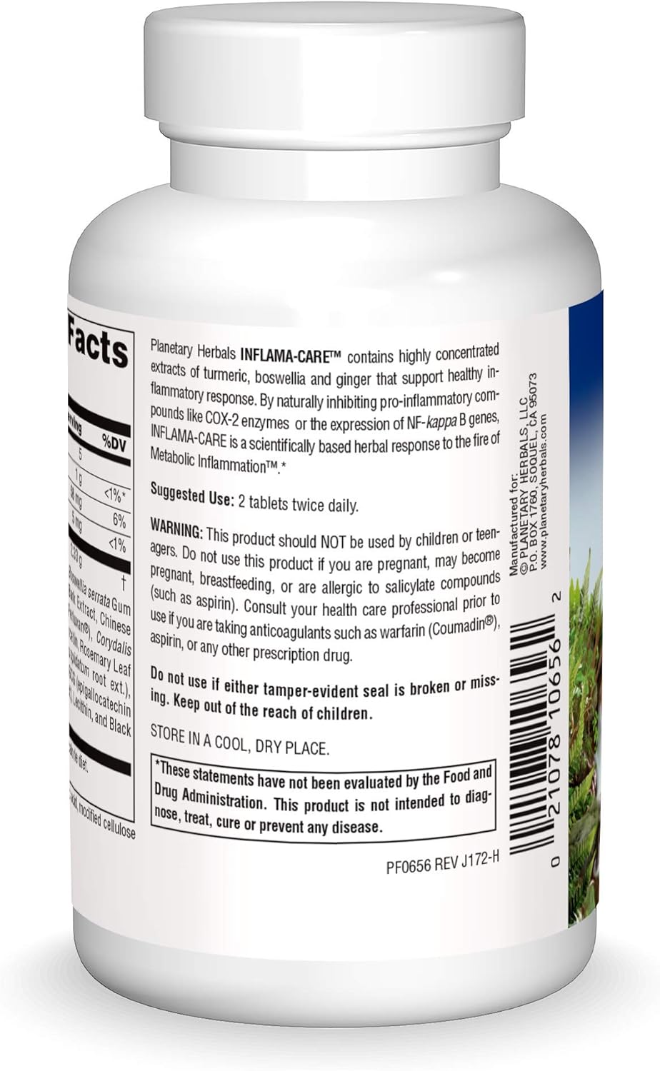 Planetary Herbals Inflama-Care Turmeric Boswellia Complex Tablets - 120 Count