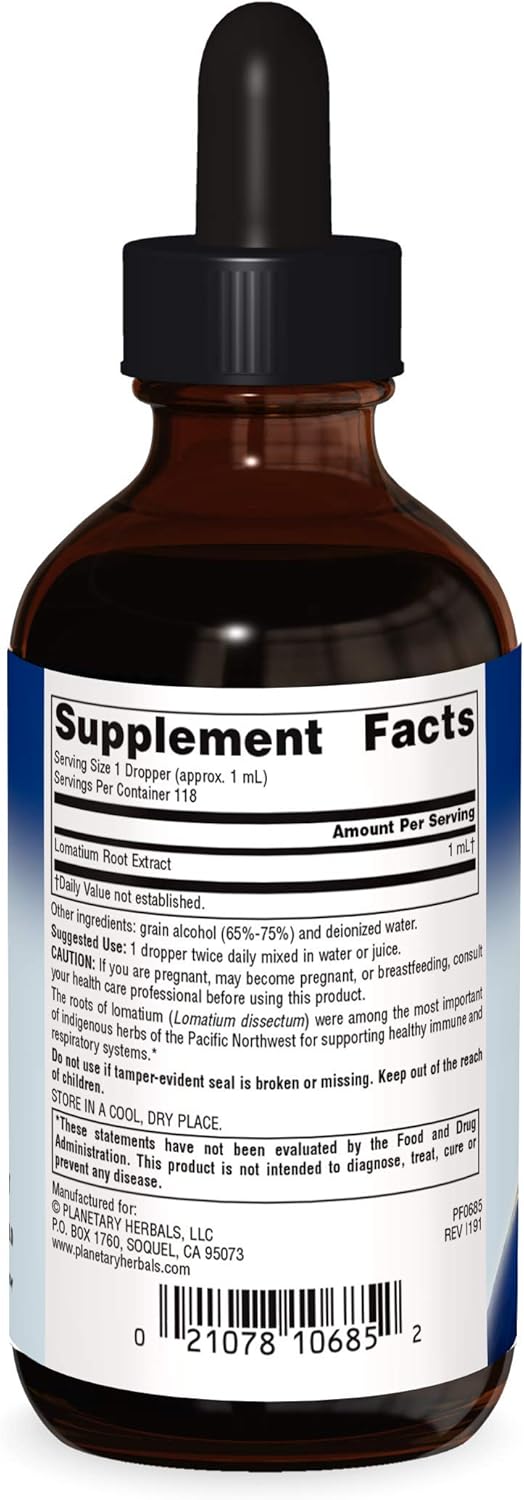 Planetary Herbals Lomatium Full Spectrum Liquid - Respiratory & Immune Support - 4 oz