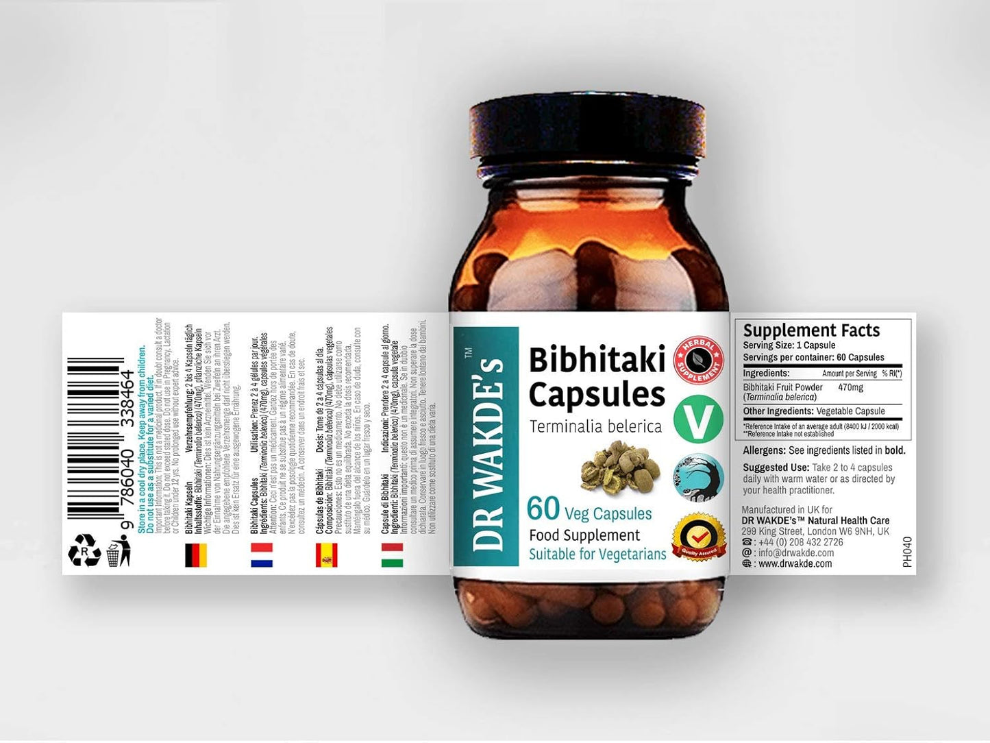 Plant-Based Ayurvedic Bibhitaki Capsules with Beheda - 60 Veg Caps, All Natural Terminalia belerica Supplement, Vegan Friendly