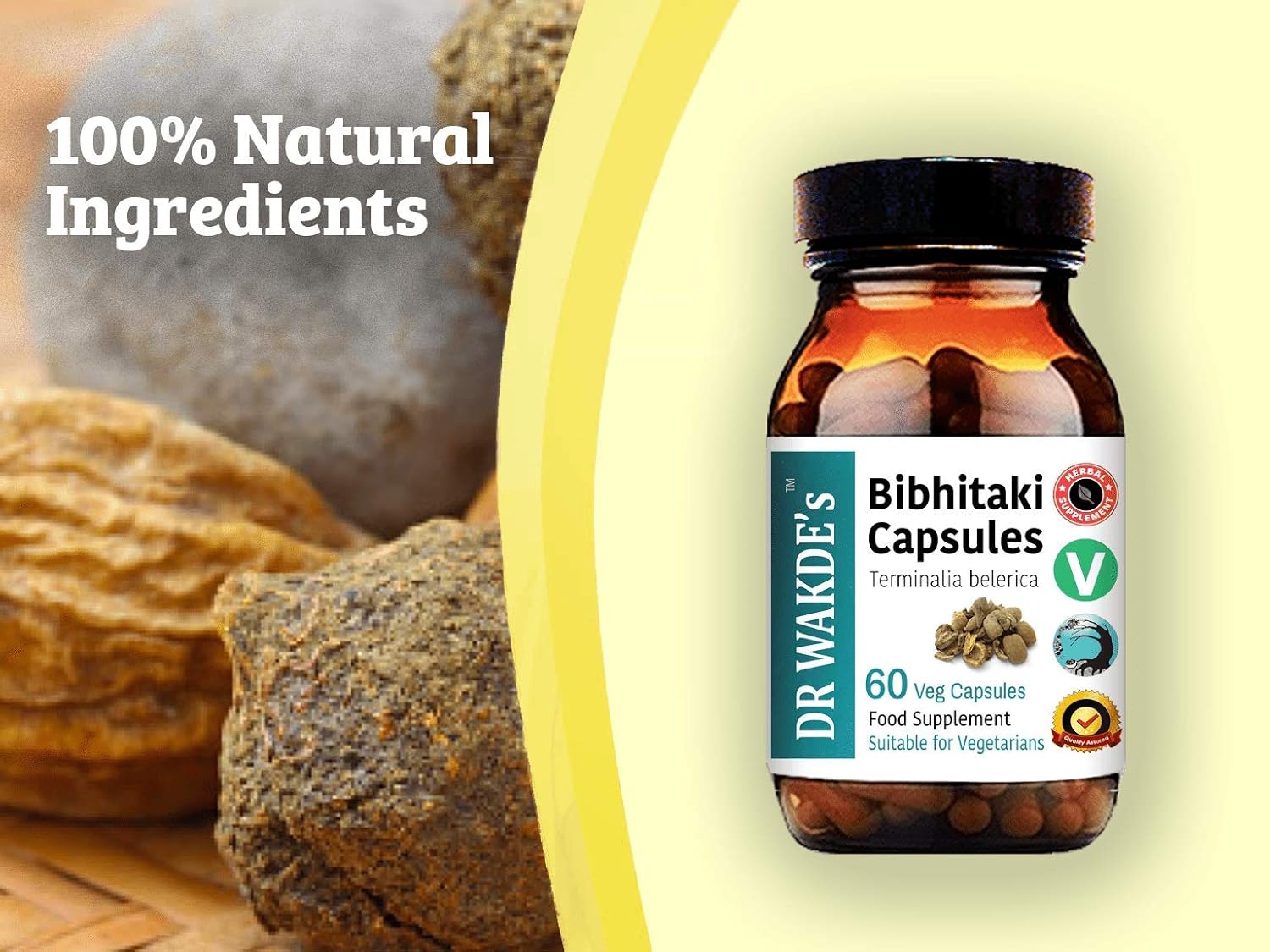 Plant-Based Ayurvedic Bibhitaki Capsules with Beheda - 60 Veg Caps, All Natural Terminalia belerica Supplement, Vegan Friendly