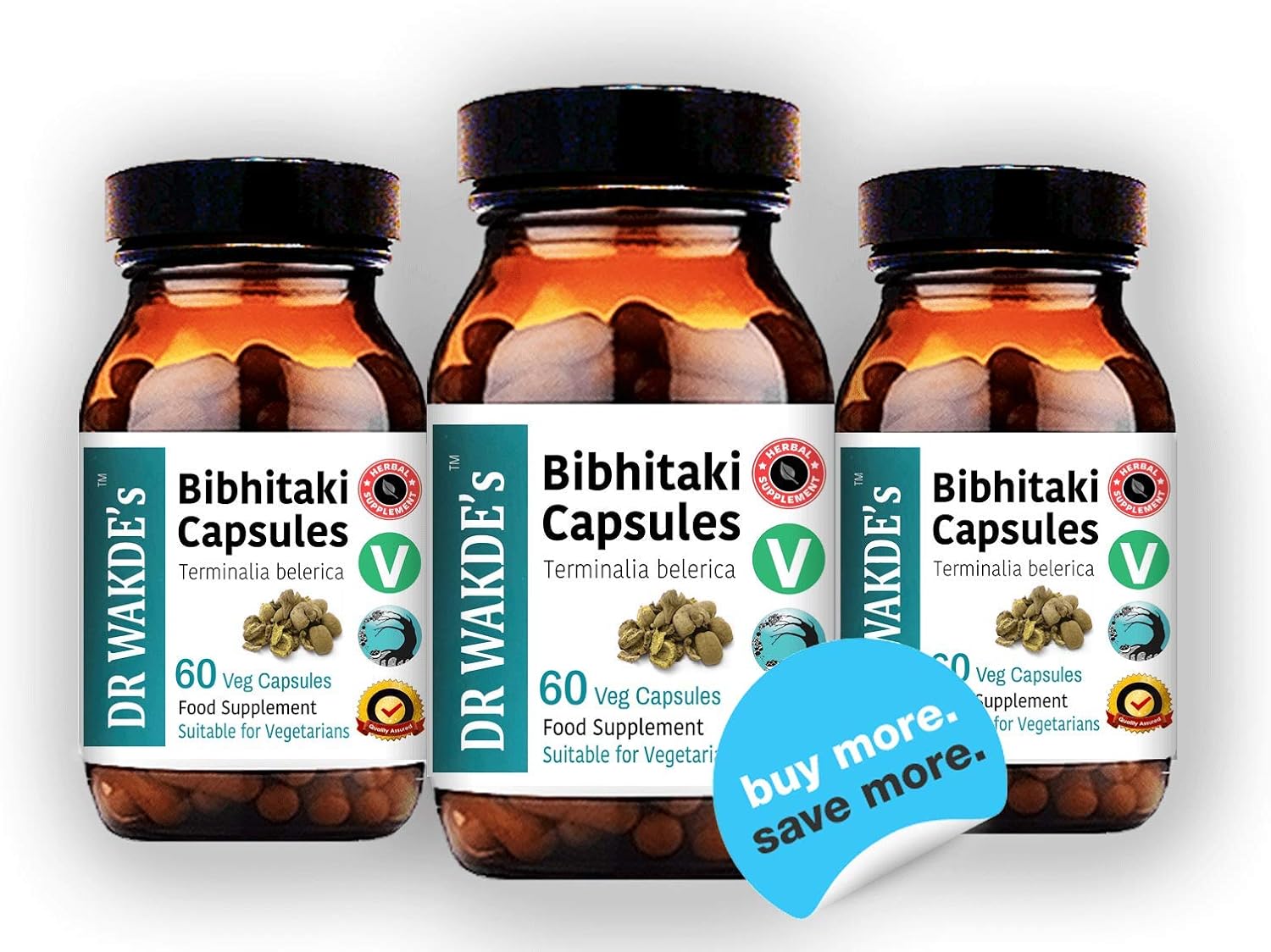 Plant-Based Ayurvedic Bibhitaki Capsules with Beheda - 60 Veg Caps, All Natural Terminalia belerica Supplement, Vegan Friendly