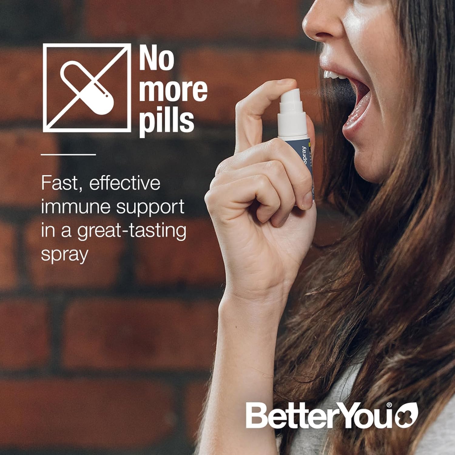 Plant-Based BetterYou D1000 Vitamin D Oral Spray for Strong Bones & Immune Support - Easy Alternative to Tablets - 100 Servings