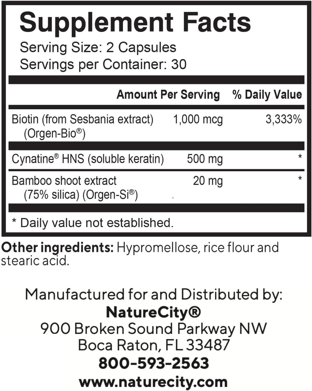 Plant Based Biotin and Cynatine Keratin Supplement for Hair, Nails, and Skin | Fuller, Stronger Hair and Nails | Non-GMO | 120 Capsules