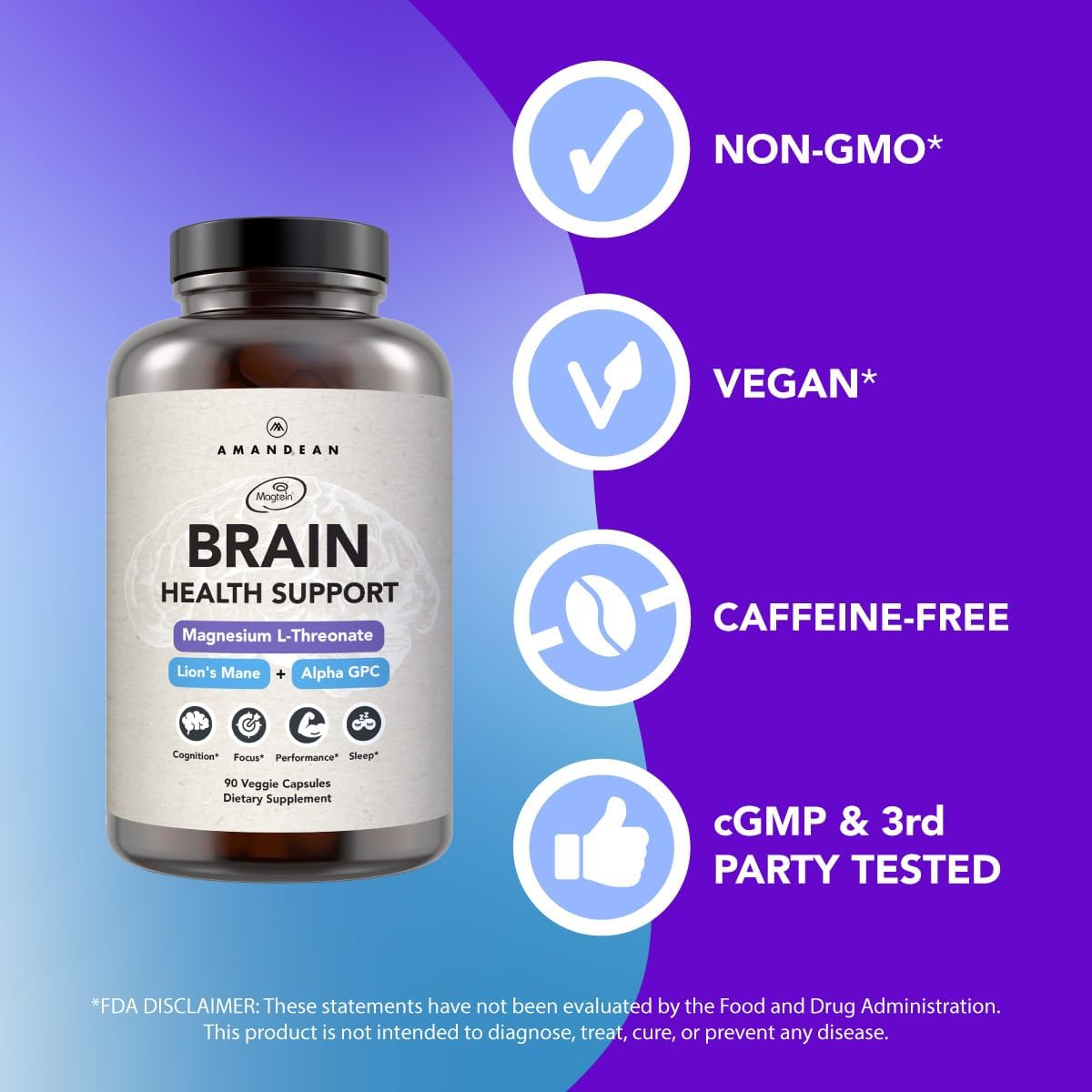 Plant-Based Brain & Omega-3 Bundle: Lion's Mane, Magnesium Threonate, Alpha-GPC, Algae DHA/EPA. Essential Fats for Brain, Eye, Heart & Skin Health. Vegan Fish Oil Alternative.