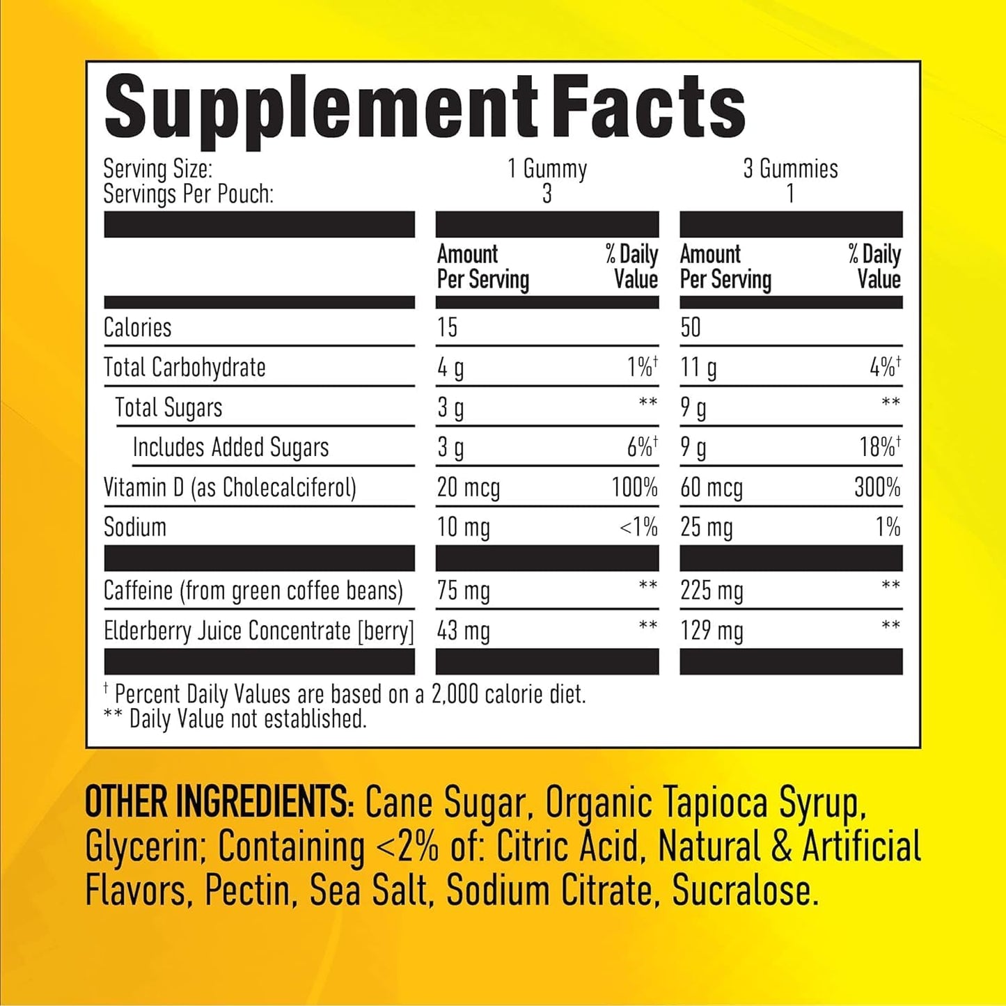 Plant-Based Caffeine Chews for Long Lasting Energy Boost - GummiShot Energy Gummies, Tropical Flavor (15ct)