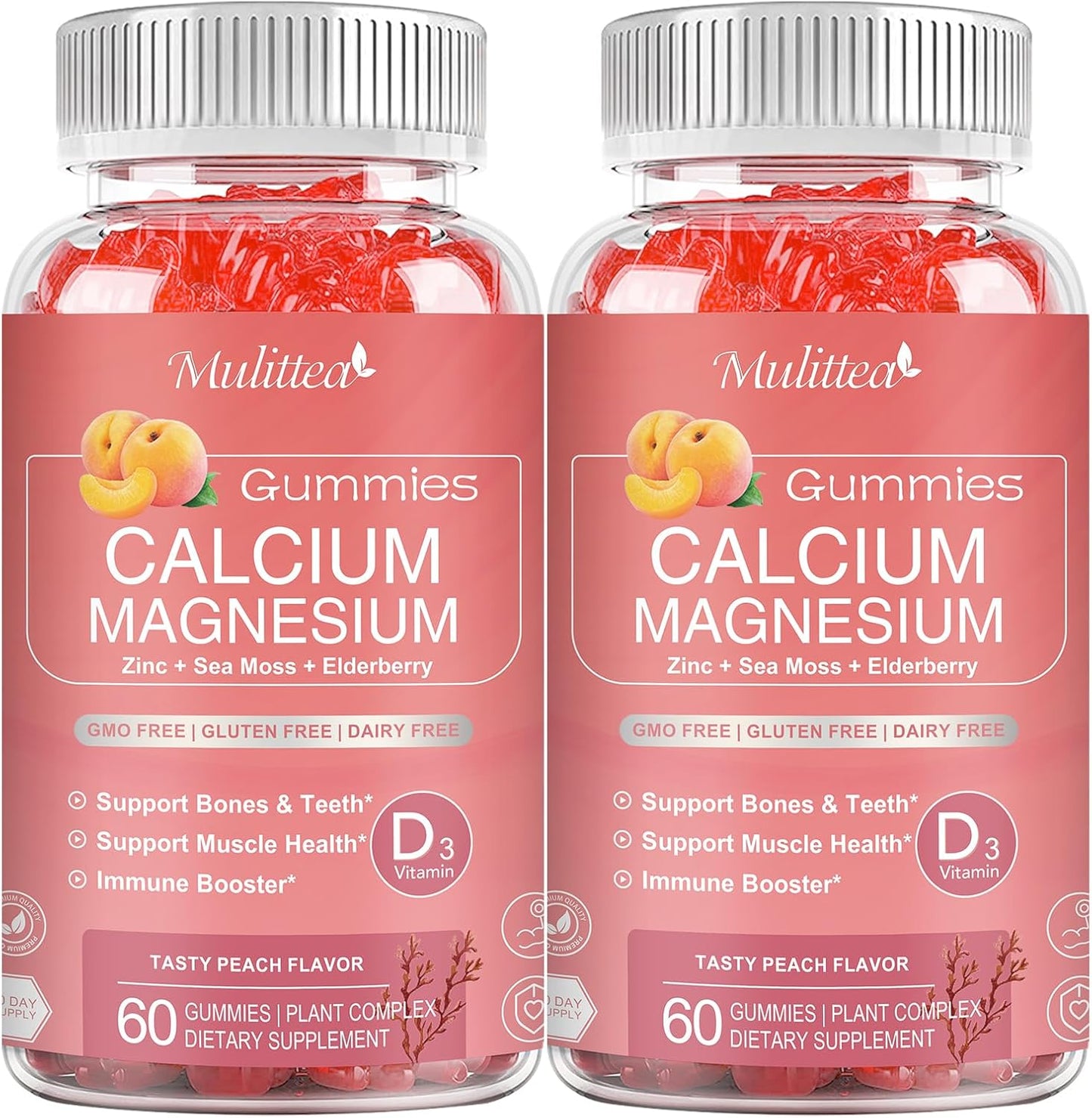 Plant-Based Calcium Gummies with D3, K2, Zinc - Natural Bone and Immune Support Supplement - 120 Chewable Gummy Vitamins