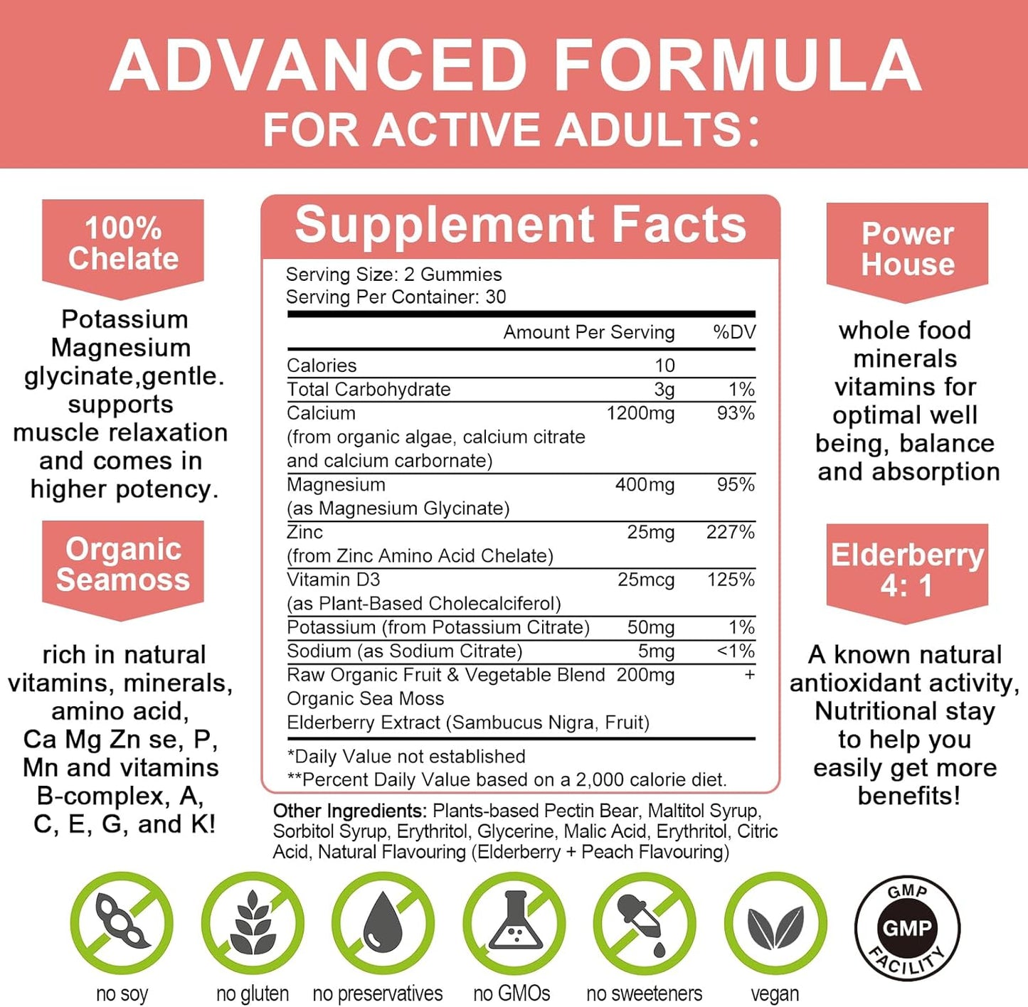Plant-Based Calcium Gummies with D3, K2, Zinc - Natural Bone and Immune Support Supplement - 120 Chewable Gummy Vitamins