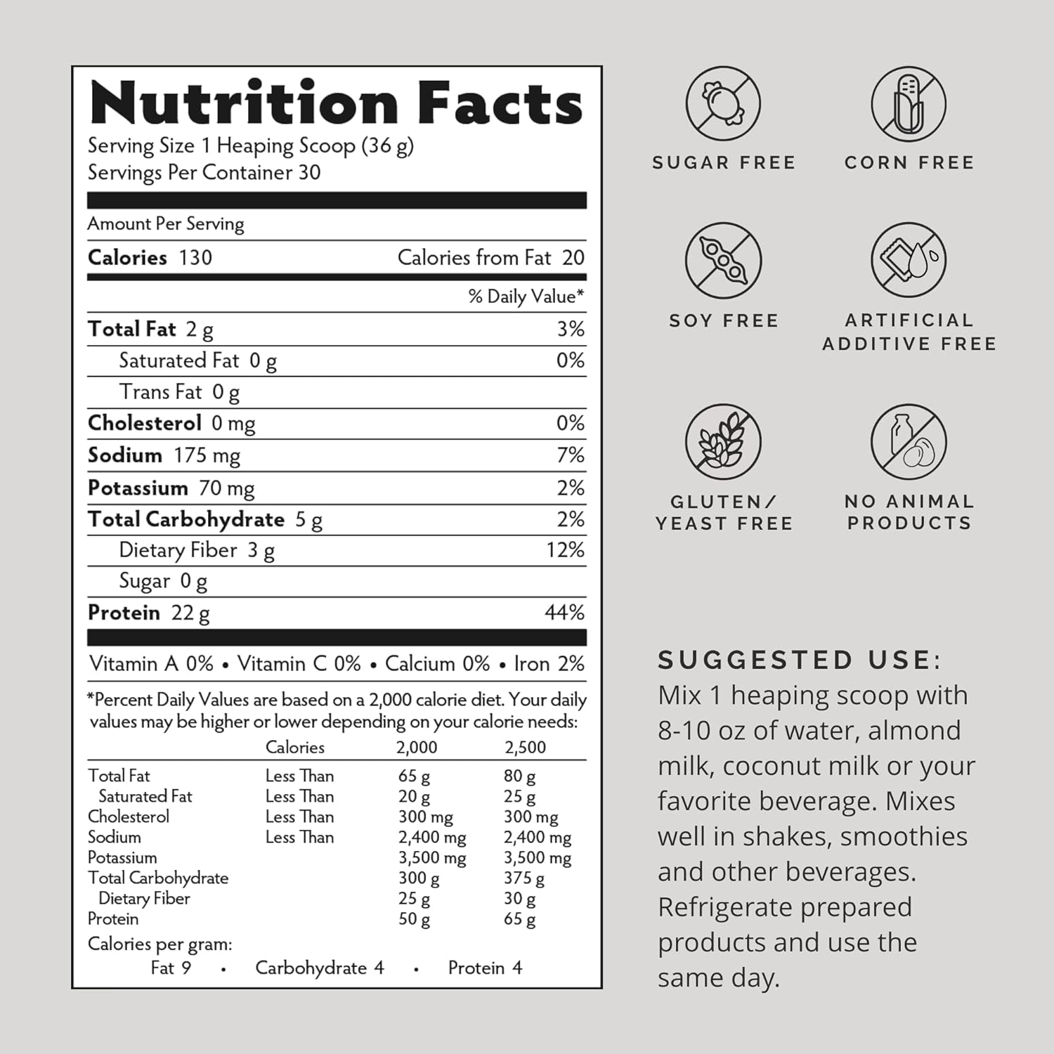 Plant-Based Chocolate Protein Powder for Energy & Recovery - 2.38 lbs - Vegan, Vegetarian, Sugar & Gluten Free - 30 Servings