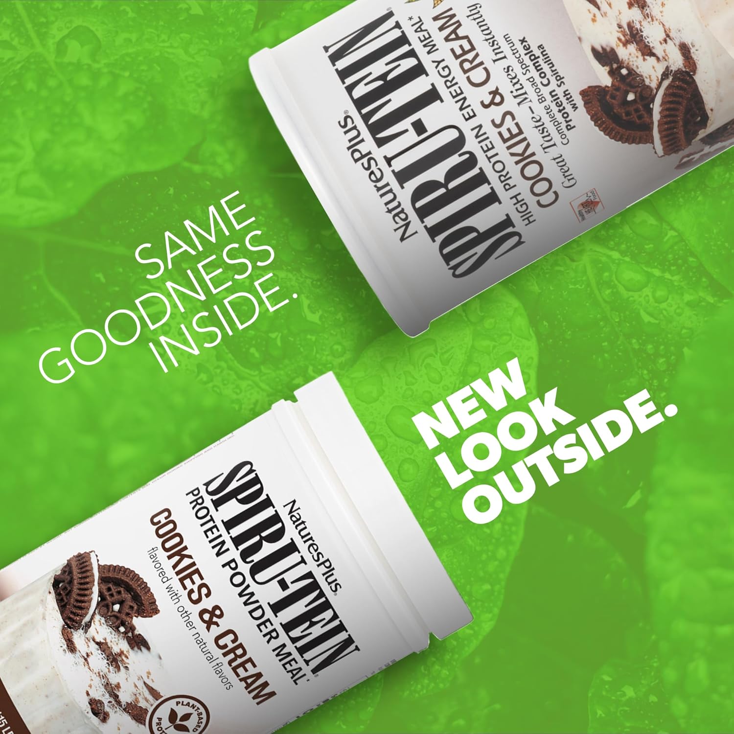 Plant-Based Cookies & Cream SPIRU-TEIN Shake - 1.15 lbs - Spirulina Protein Powder - Meal Replacement with Vitamins & Minerals - Vegetarian - 15 Servings