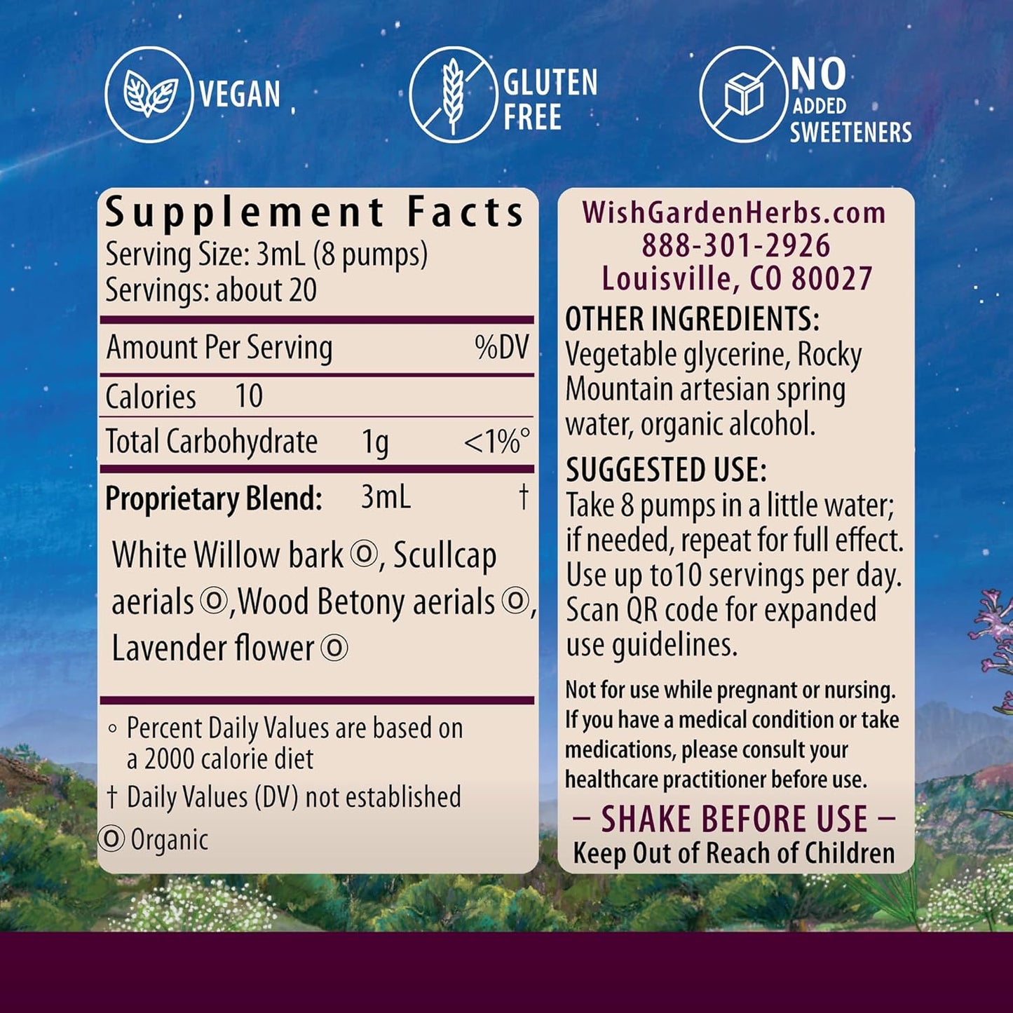 Plant-Based Cranial Comfort Herbal Supplement for Head, Neck & Shoulder Tension Relief - 2oz Bottle with White Willow Bark, Lavender, and Scullcap Extracts