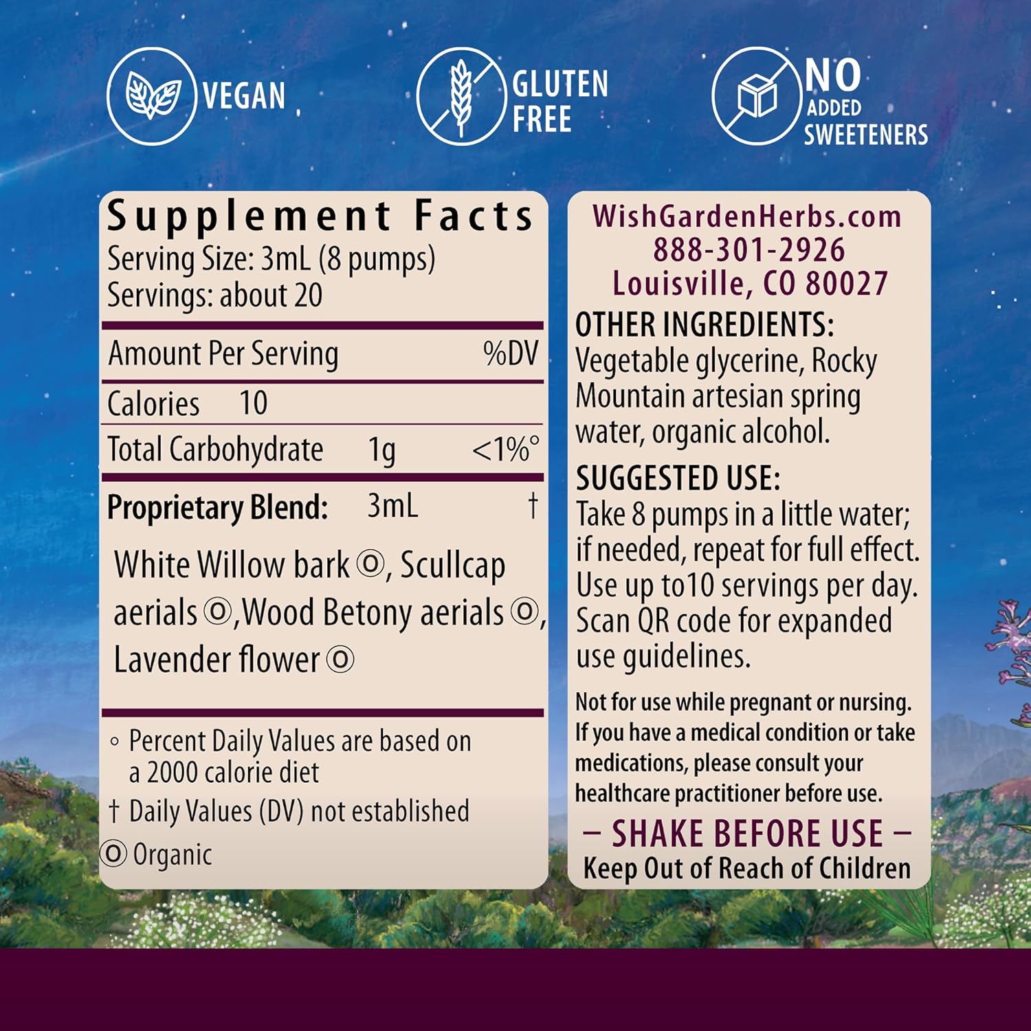 Plant-Based Cranial Comfort Herbal Supplement for Head, Neck & Shoulder Tension Relief - 2oz Bottle with White Willow Bark, Lavender, and Scullcap Extracts