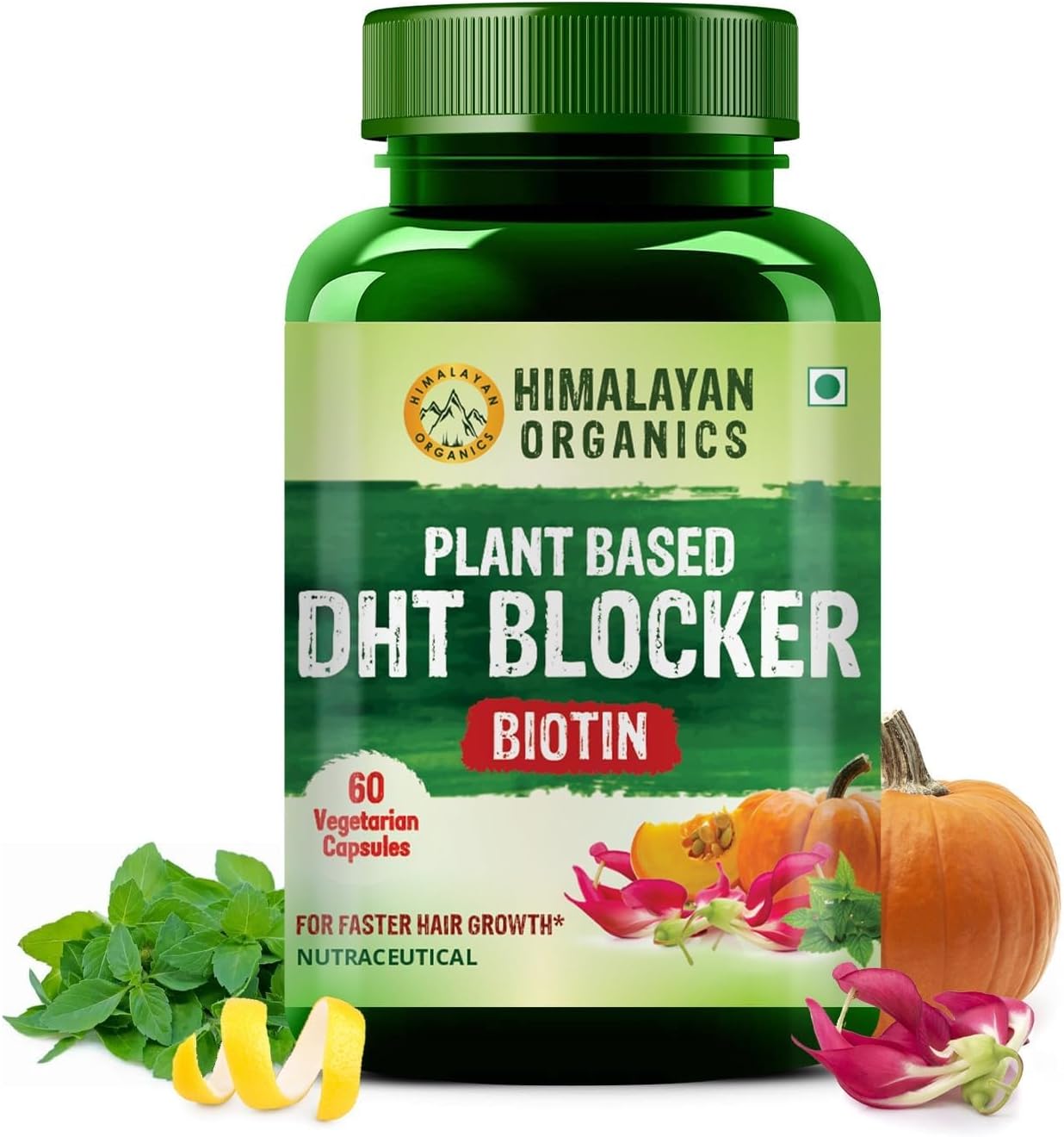Plant-Based DHT Blocker Capsules with Nettle Leaves for Hair Growth - 60 Veg Capsules for Men and Women