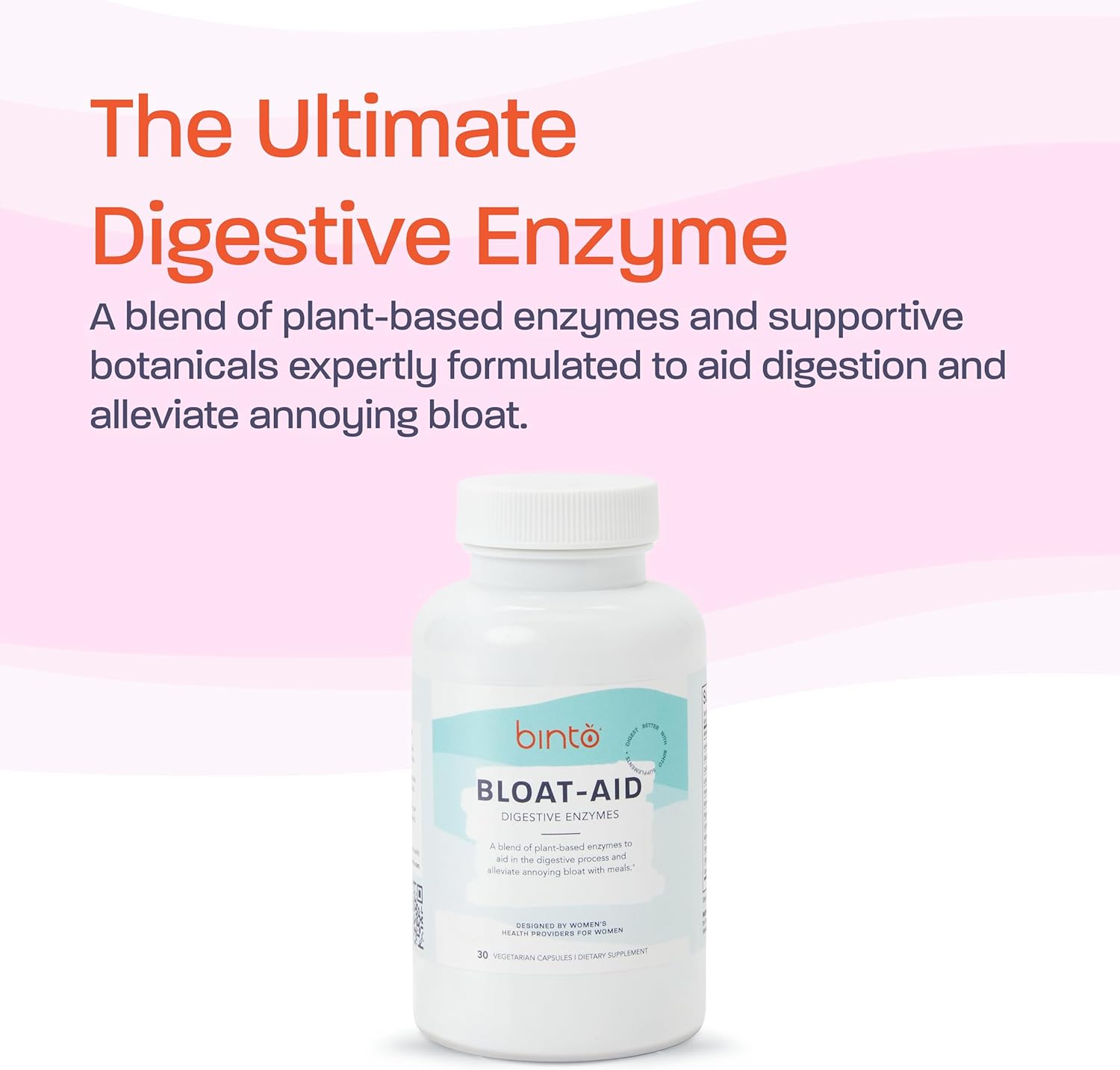 Plant-Based Digestive Enzyme Supplements for Bloating - Binto Bloat-aid | Supports Healthy Digestion, Non-GMO, Gluten-Free, Preservative-Free