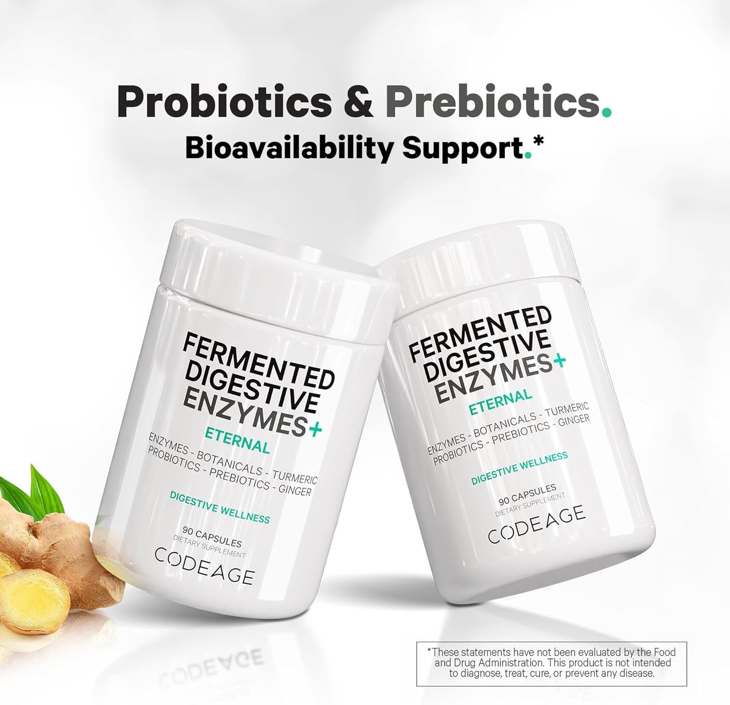 Plant-Based Digestive Enzymes Supplement - 3-Month Supply - 14 Enzymes, Probiotics, Prebiotics - 90 Capsules