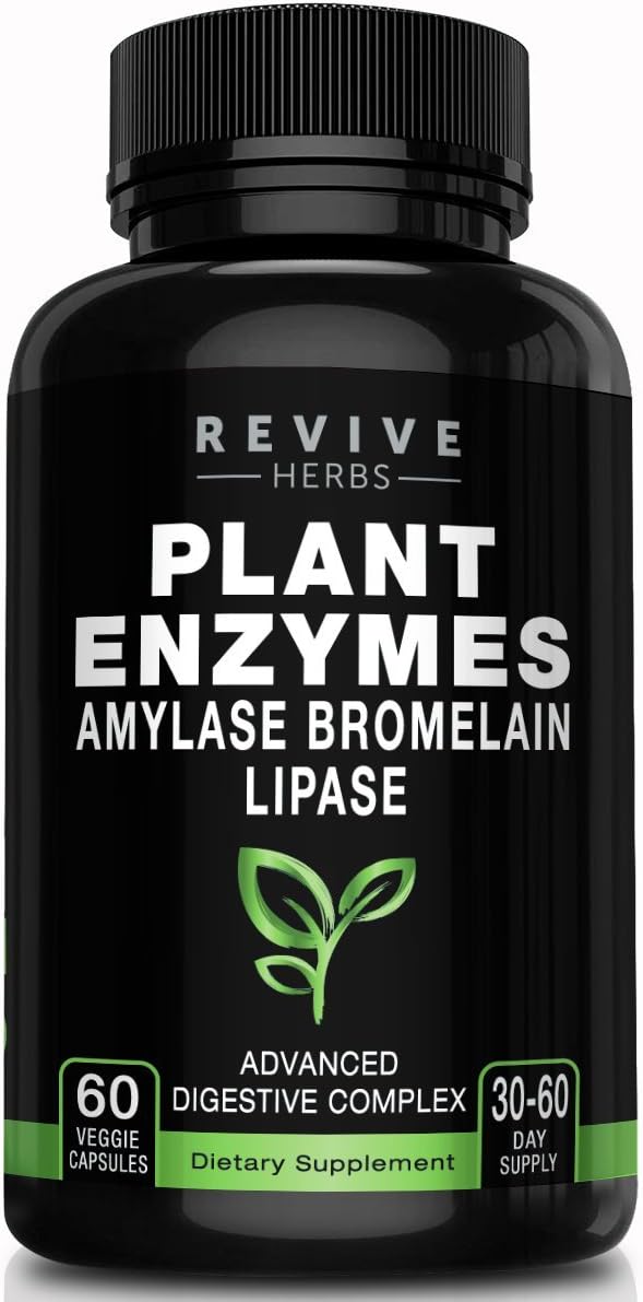 Plant-Based Digestive Enzymes with Aspergillopepsin, Amylase, Bromelain & More - Supports Gut & Immune Health, Relieves Bloating