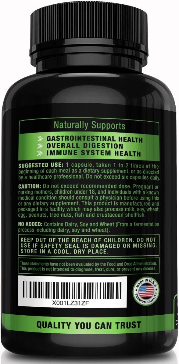 Plant-Based Digestive Enzymes with Aspergillopepsin, Amylase, Bromelain & More - Supports Gut & Immune Health, Relieves Bloating
