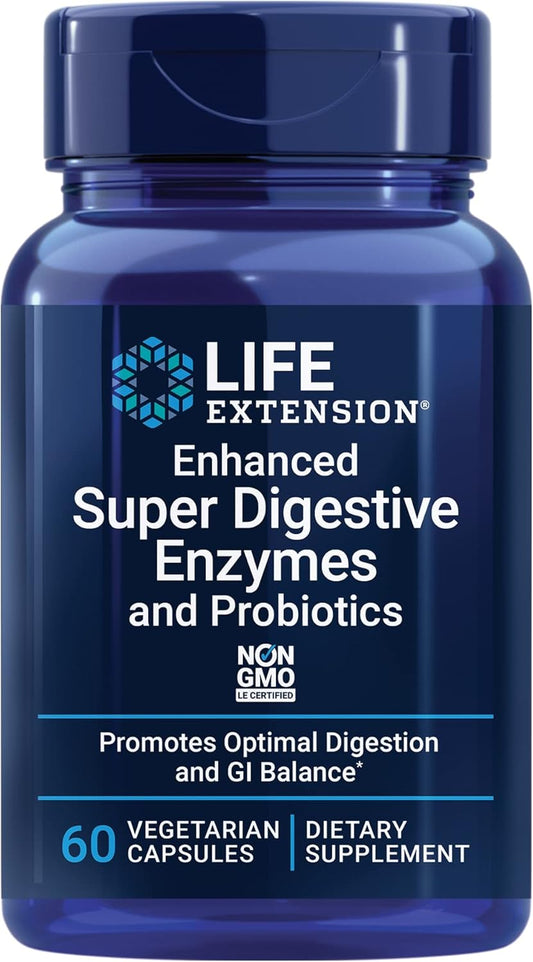 Plant-Based Digestive Health Formula with Probiotics & Enzymes - Non-GMO GI Balance Support - Vegetarian Capsules - 60 Count